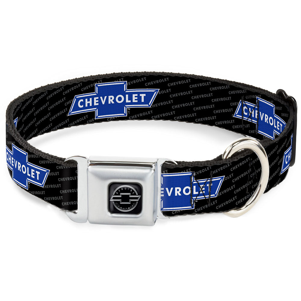 Chevy Bowtie Black Silver Seatbelt Buckle Collar - Chevy Bowtie REPEAT w/Text Seatbelt Buckle Collars GM General Motors