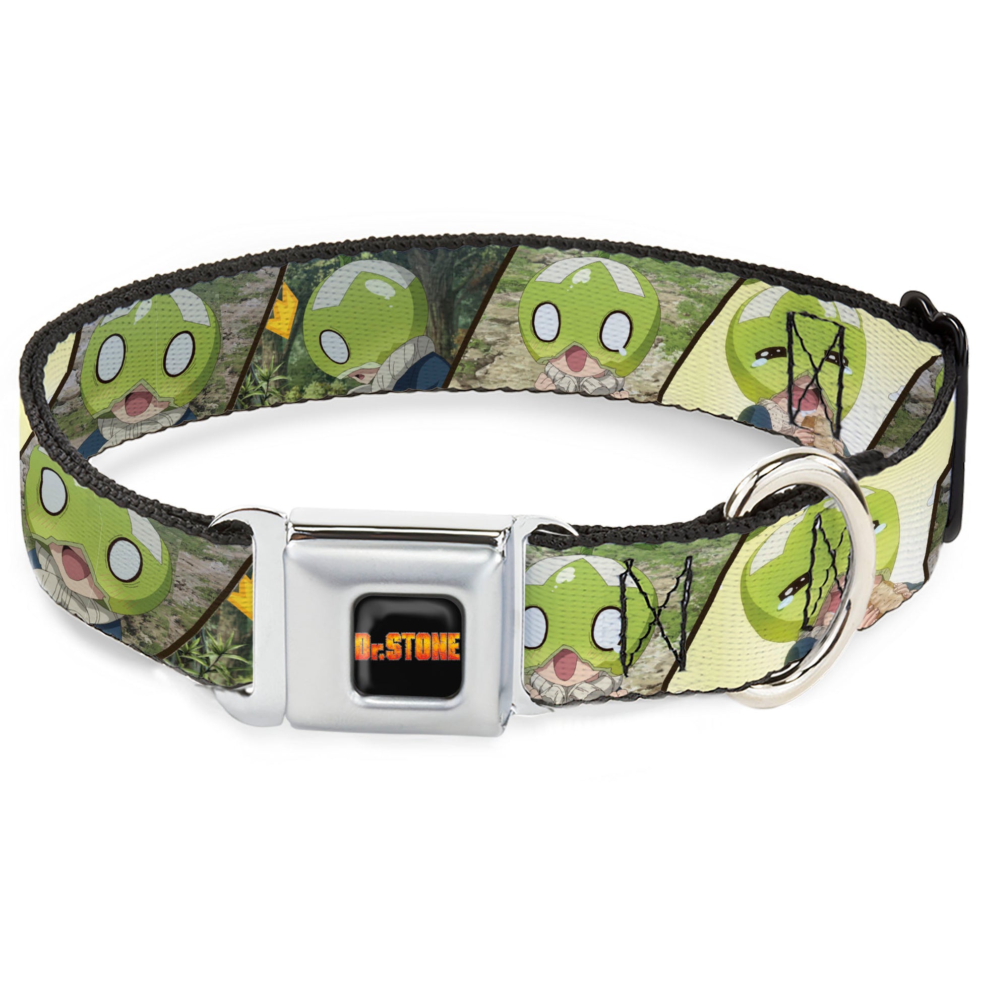 DR. STONE Title Logo Full Color Black/Orange Seatbelt Buckle Collar - DR. STONE Title Logo and Suika Pose Blocks Seatbelt Buckle Collars Dr. Stone
