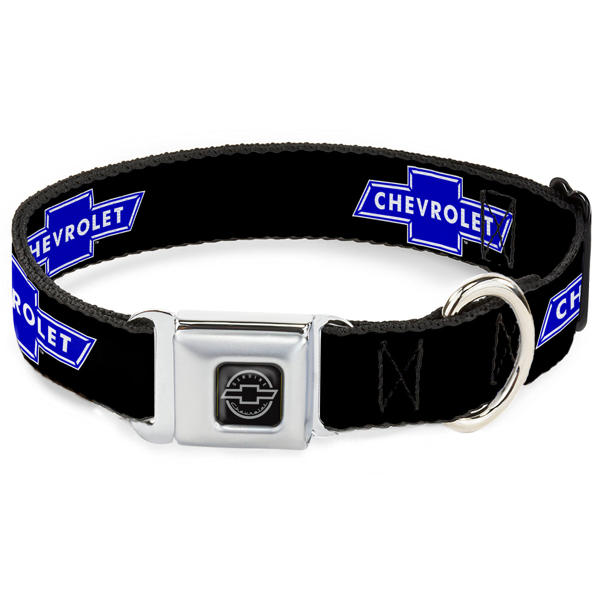 Chevy Bowtie Black Silver Seatbelt Buckle Collar - Chevy Bowtie Logo REPEAT Dog Collars Seatbelt Buckle GM General Motors