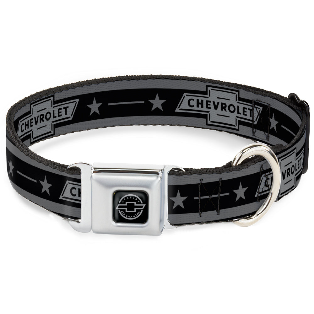 GENUINE CHEVROLET Bowtie Full Color Black/Silver Seatbelt Buckle Collar - Vintage CHEVROLET 1934 Bowtie Logo/Stars Stripe Black/Grays Seatbelt Buckle Collars GM General Motors