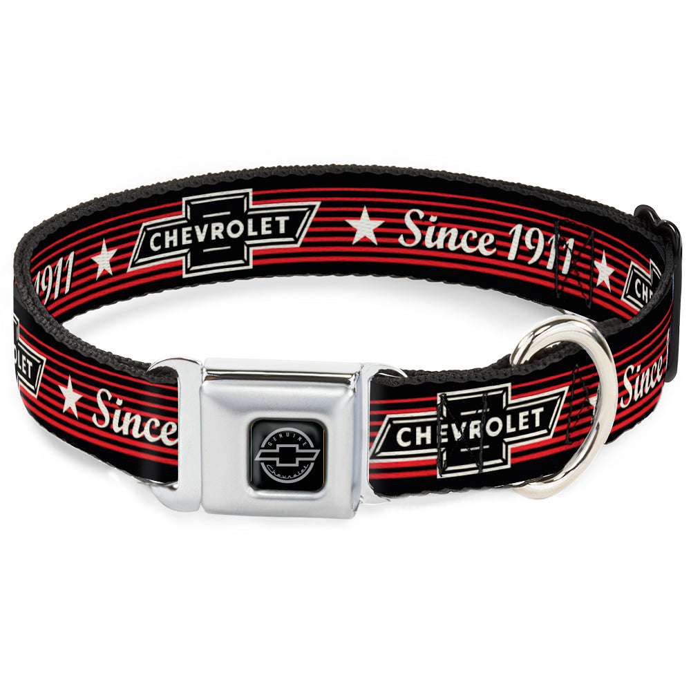 GENUINE CHEVROLET Bowtie Full Color Black/Silver Seatbelt Buckle Collar - Vintage CHEVROLET Bowtie SINCE 1911/Stars Stripe Black/Red/Ivory Seatbelt Buckle Collars GM General Motors