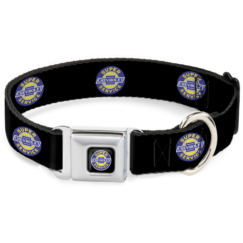 CHEVROLET SUPER SERVICE Logo Full Color Black/Blue/Yellow/White Seatbelt Buckle Collar - CHEVROLET SUPER SERVICE Logo Black/Blue/Yellow/White Seatbelt Buckle Collars GM General Motors
