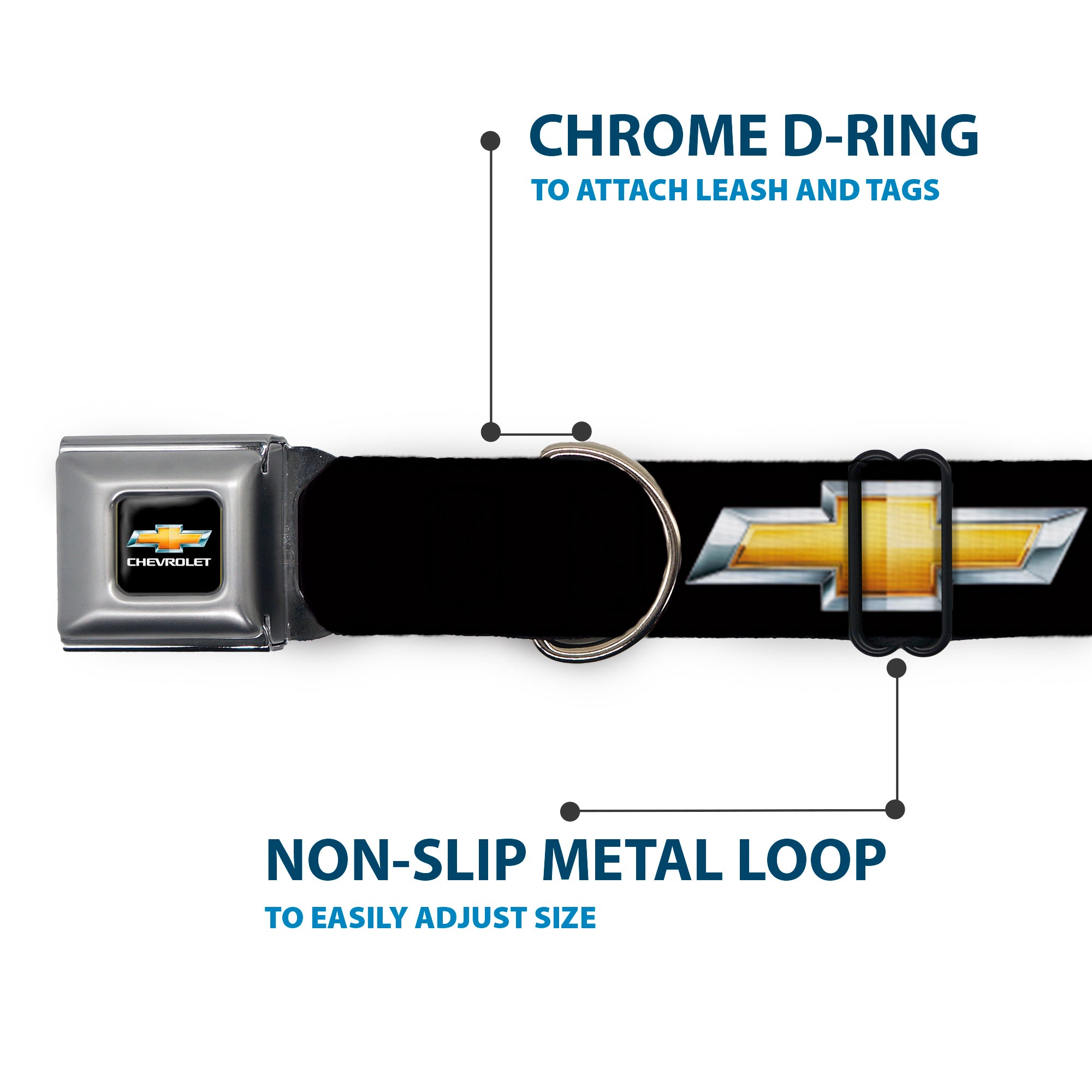 Chevy Bowtie Full Color Black Gold Seatbelt Buckle Collar - Chevy Bowtie Black/Gold Logo REPEAT Seatbelt Buckle Collars GM General Motors