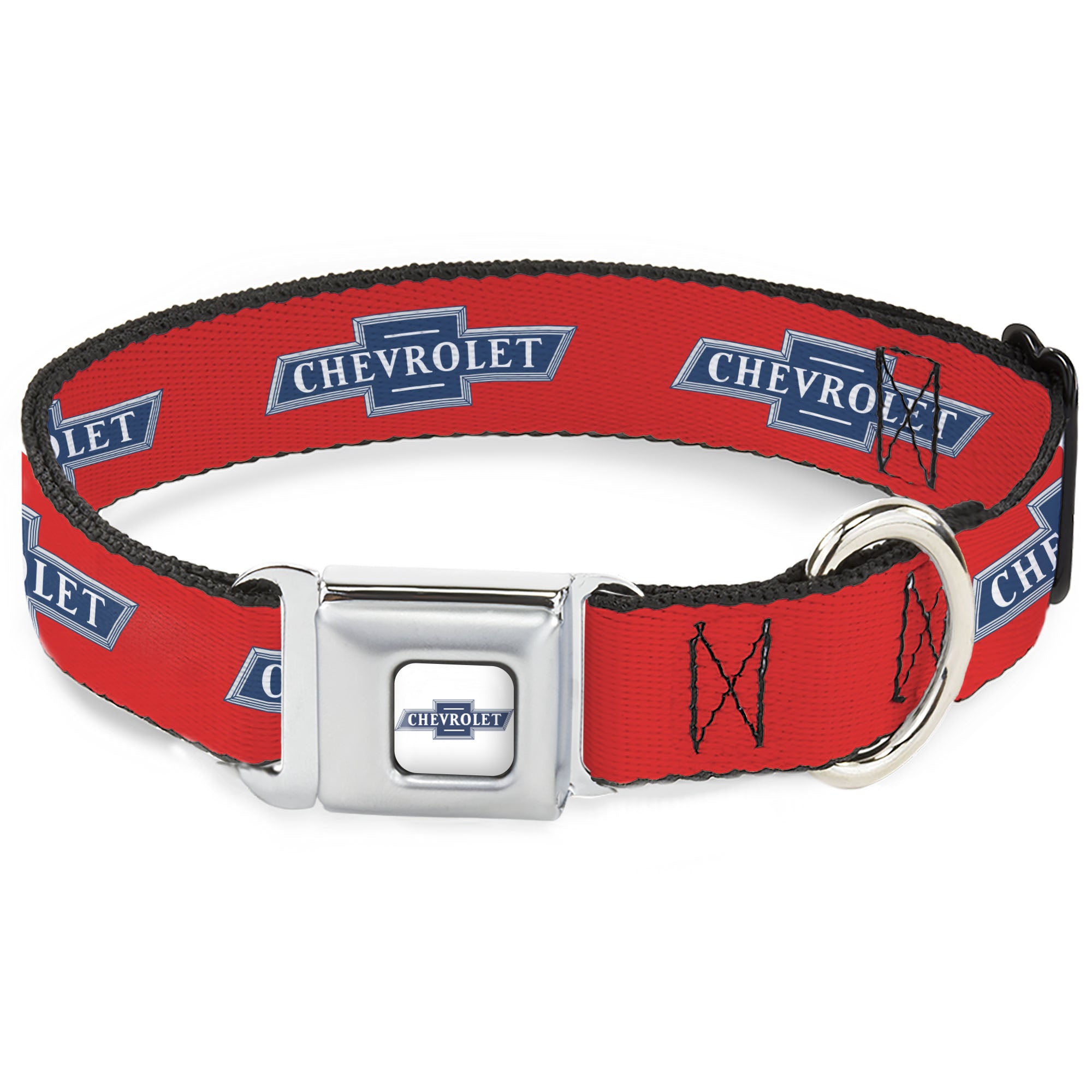 CHEVROLET 1940 Bowtie Text Logo Full Color White/Blues Seatbelt Buckle Collar - CHEVROLET 1940 Bowtie Text Logo Orange/Blue/White Seatbelt Buckle Collars Chevrolet