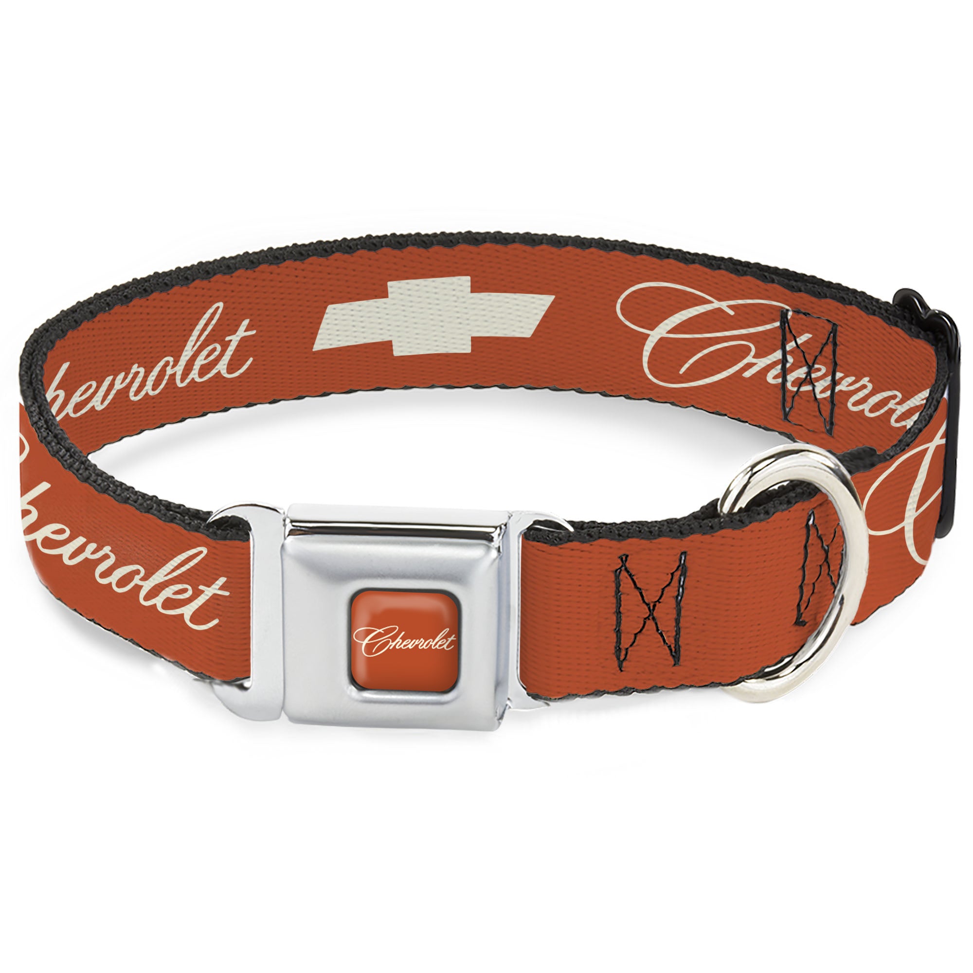 CHEVROLET Script Full Color Orange/White Seatbelt Buckle Collar - CHEVROLET Script and Bowtie Orange/White Seatbelt Buckle Collars Chevrolet