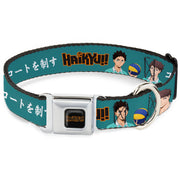 HAIKYU Title Logo Full Color Black/Orange Seatbelt Buckle Collar - HAIKYU Iwaizumi and Oikawa Control the Court Pose and Title Logo Blue Seatbelt Buckle Collars Haikyu!!