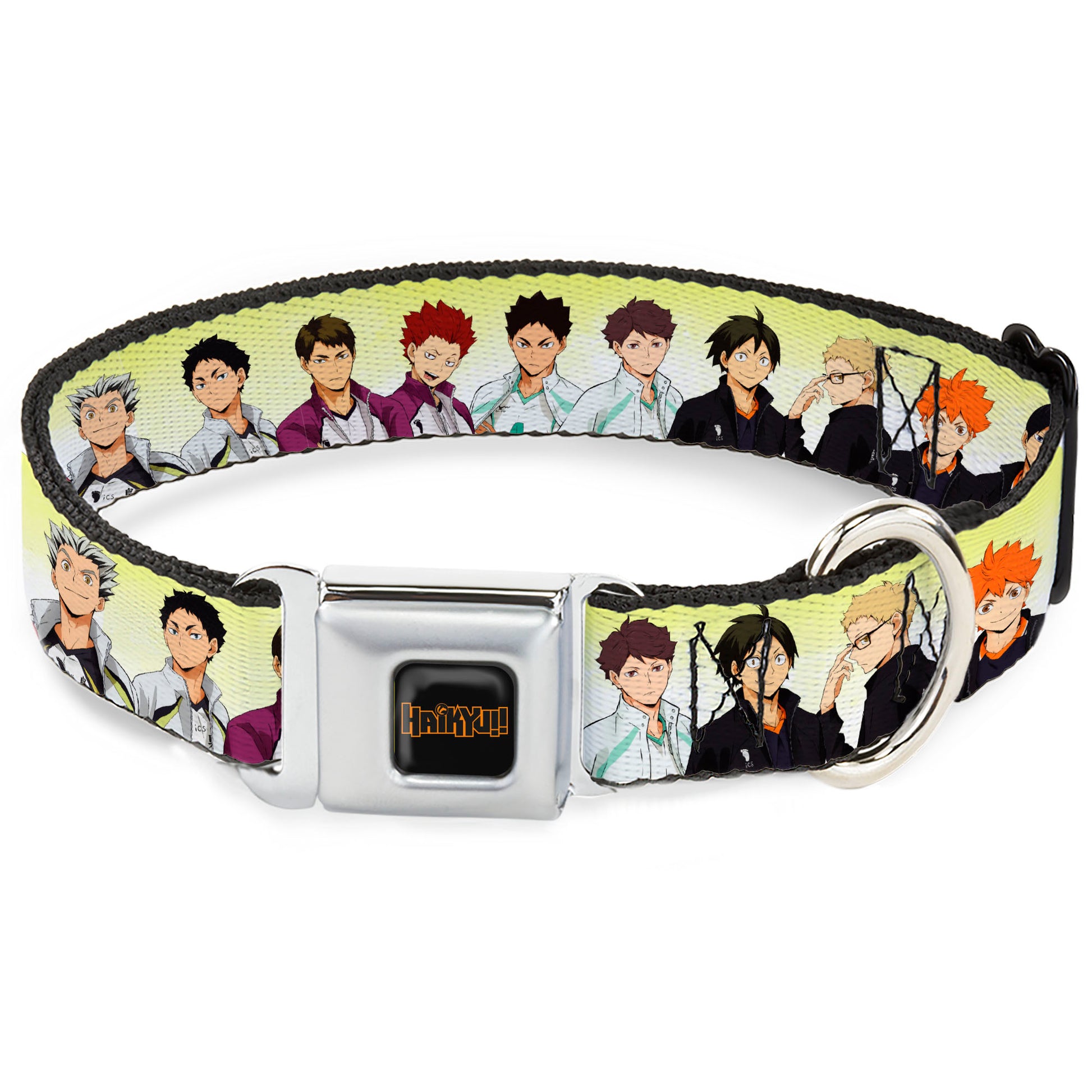 HAIKYU Title Logo Full Color Black/Orange Seatbelt Buckle Collar - Haikyu Six Volleyball Team Player Pairs Line Up Yellows Seatbelt Buckle Collars Haikyu!!