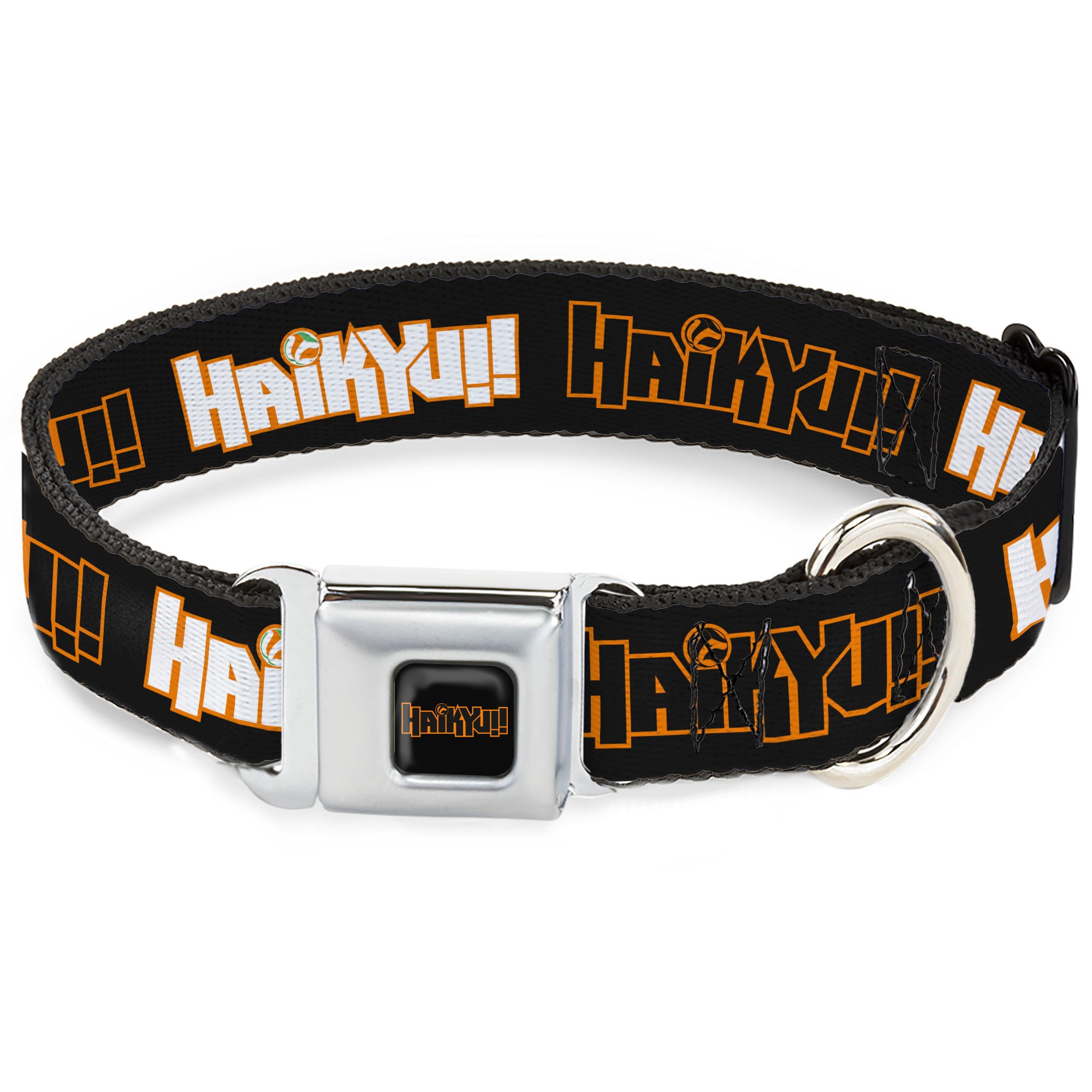 HAIKYU Title Logo Full Color Black/Orange Seatbelt Buckle Collar - HAIKYU Title Logos Black/Orange/White Seatbelt Buckle Collars Haikyu!!