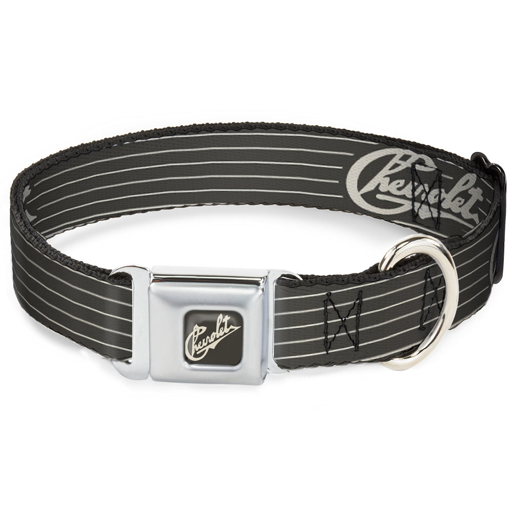 CHEVROLET Heritage Script Full Color Charcoal/Tan Seatbelt Buckle Collar - CHEVROLET Heritage Script/Stripe Charcoal/Tan Seatbelt Buckle Collars GM General Motors