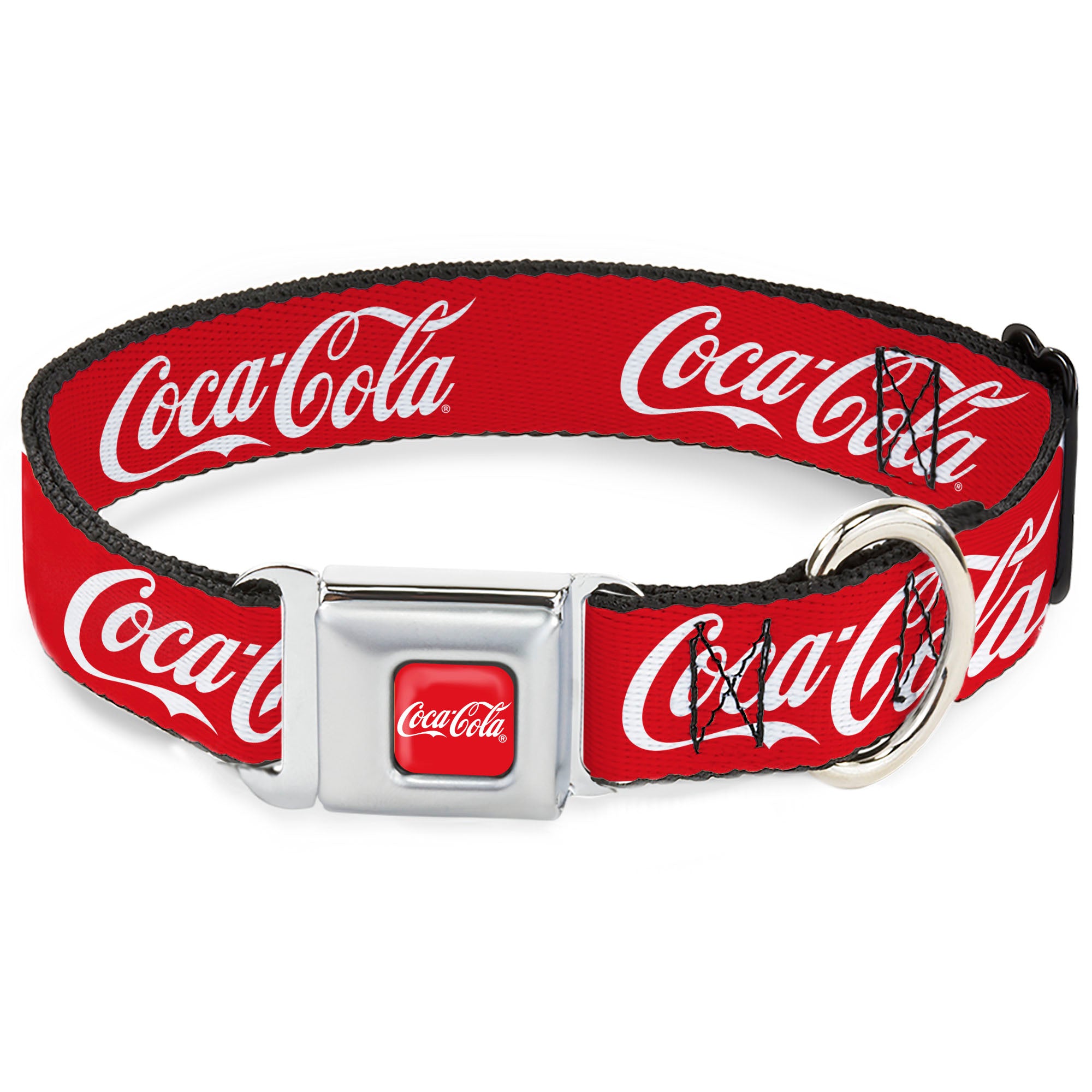 COCA-COLA Script Logo Full Color Red/White Seatbelt Buckle Collar - COCA-COLA Script Logo Red/White Seatbelt Buckle Collars Coca-Cola