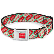 DRINK COCA-COLA Logo Full Color Red/White Seatbelt Buckle Collar - Coca-Cola Script Marquee Logo Green/Red/White Seatbelt Buckle Collars Coca-Cola