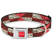 DRINK COCA-COLA Logo Full Color Red/White Seatbelt Buckle Collar - DRINK COCA-COLA Coke Diamond Blocks Red/Brown/Beige Seatbelt Buckle Collars Coca-Cola