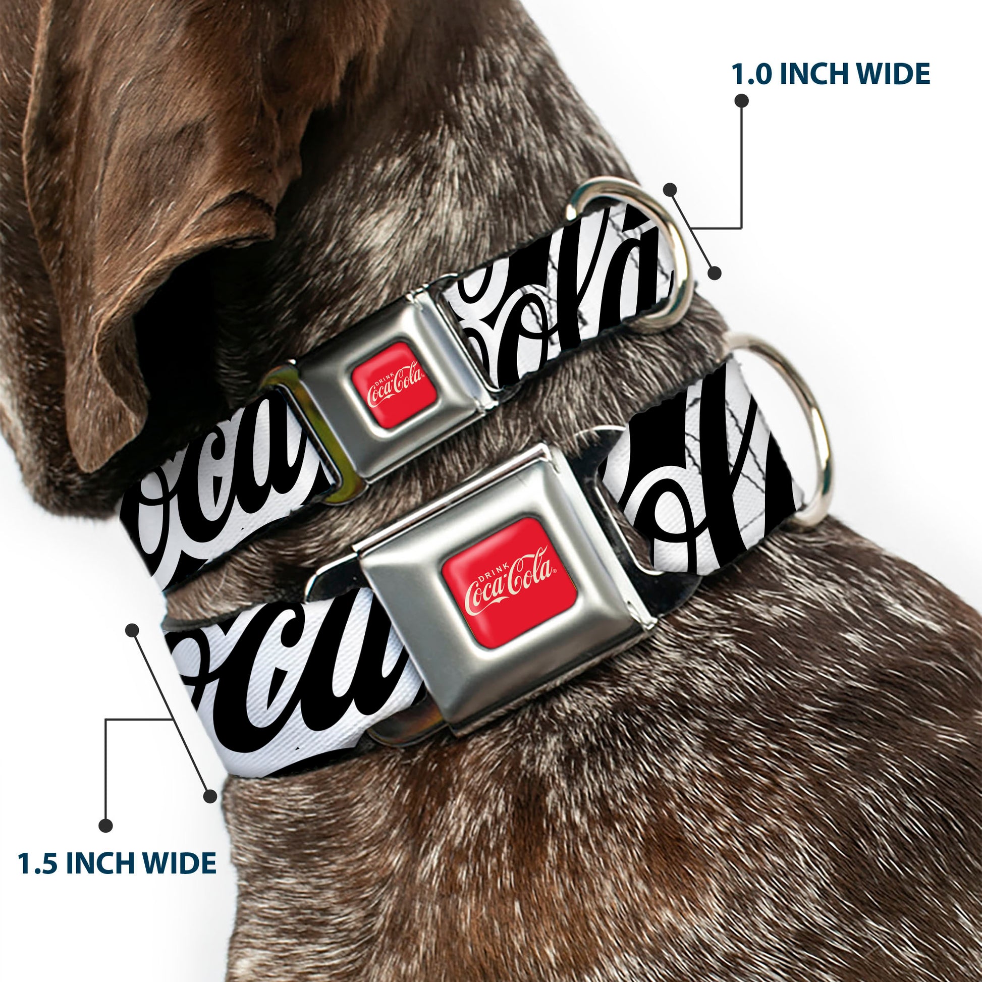 DRINK COCA-COLA Logo Full Color Red/White Seatbelt Buckle Collar - COCA-COLA COKE Typography IT'S THE REAL THING Black/White Seatbelt Buckle Collars Coca-Cola