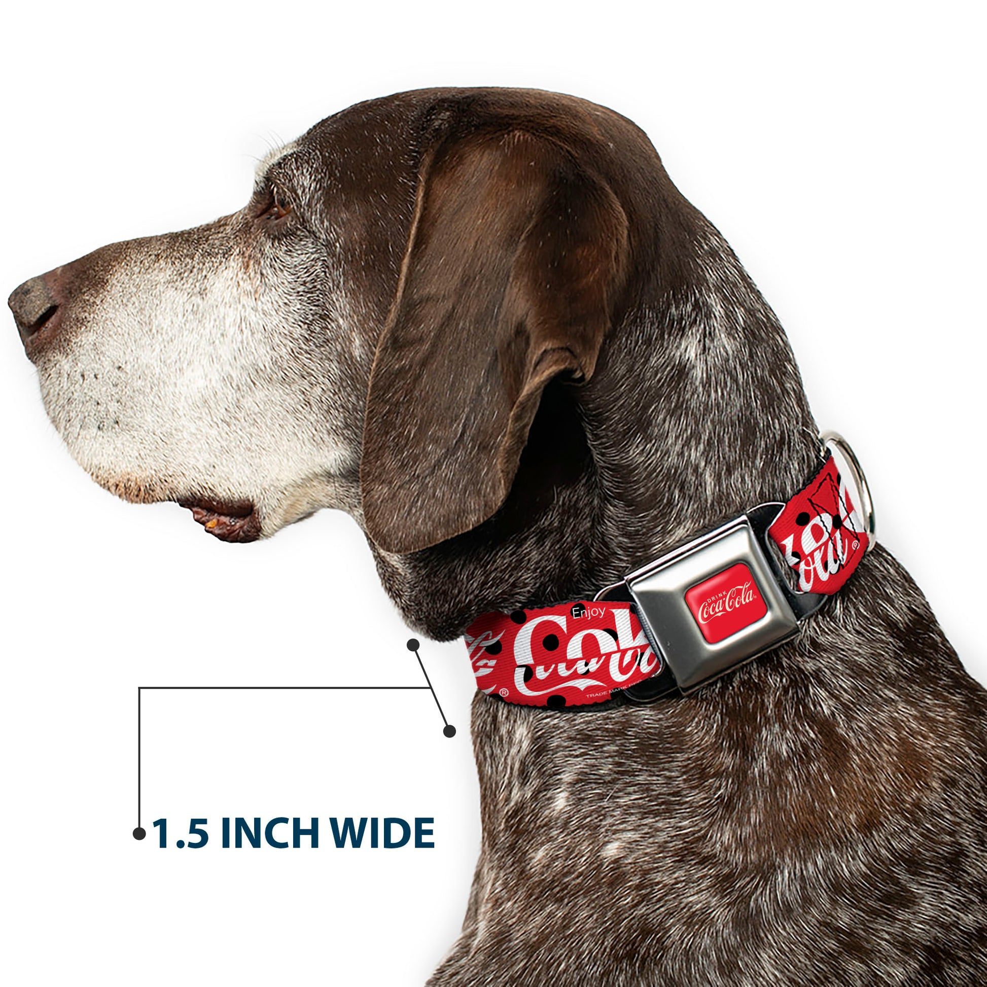 DRINK COCA-COLA Logo Full Color Red/White Seatbelt Buckle Collar - DRINK COCA-COLA COKE Polka Dot Red/Black/White Seatbelt Buckle Collars Coca-Cola
