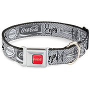 DRINK COCA-COLA Logo Full Color Red/White Seatbelt Buckle Collar - Coca-Cola ENJOY REFRESH Can and Bottle Grays/White/Black Seatbelt Buckle Collars Coca-Cola