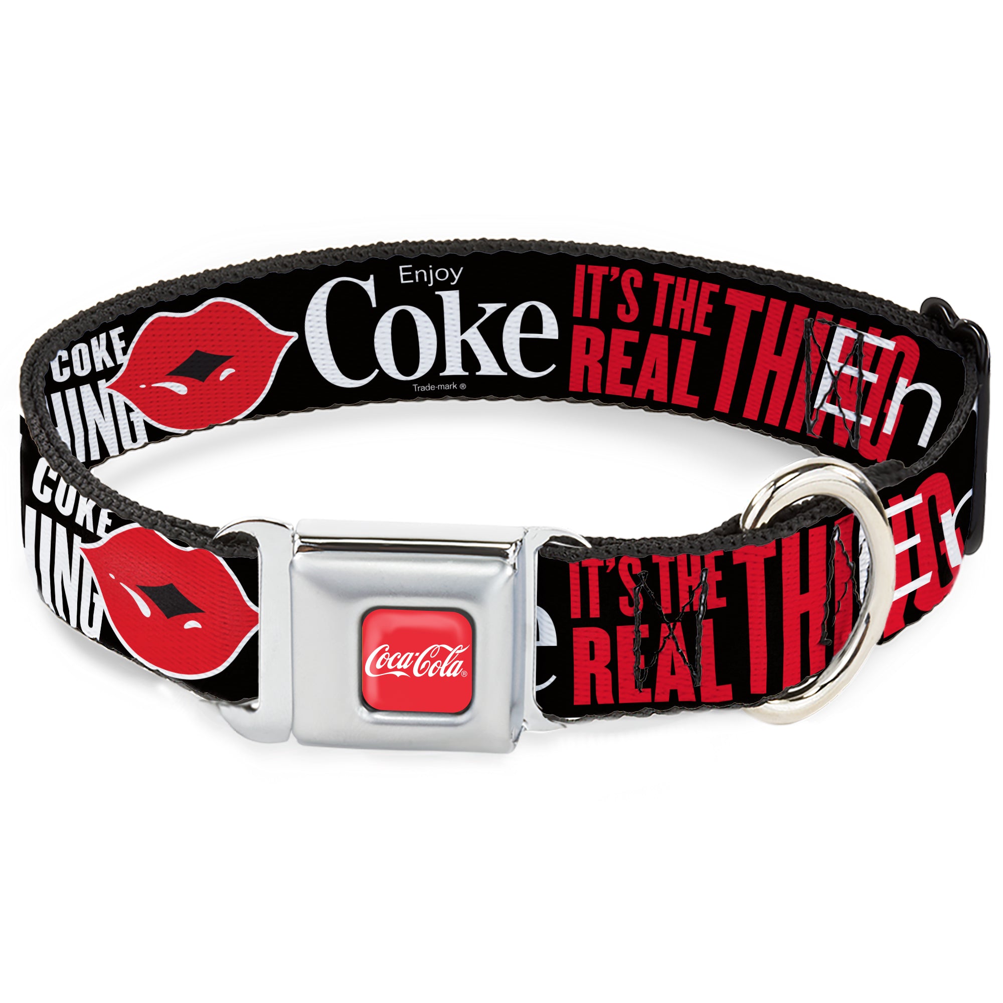 COCA-COLA Script Logo Full Color Red/White Seatbelt Buckle Collar - Co ...
