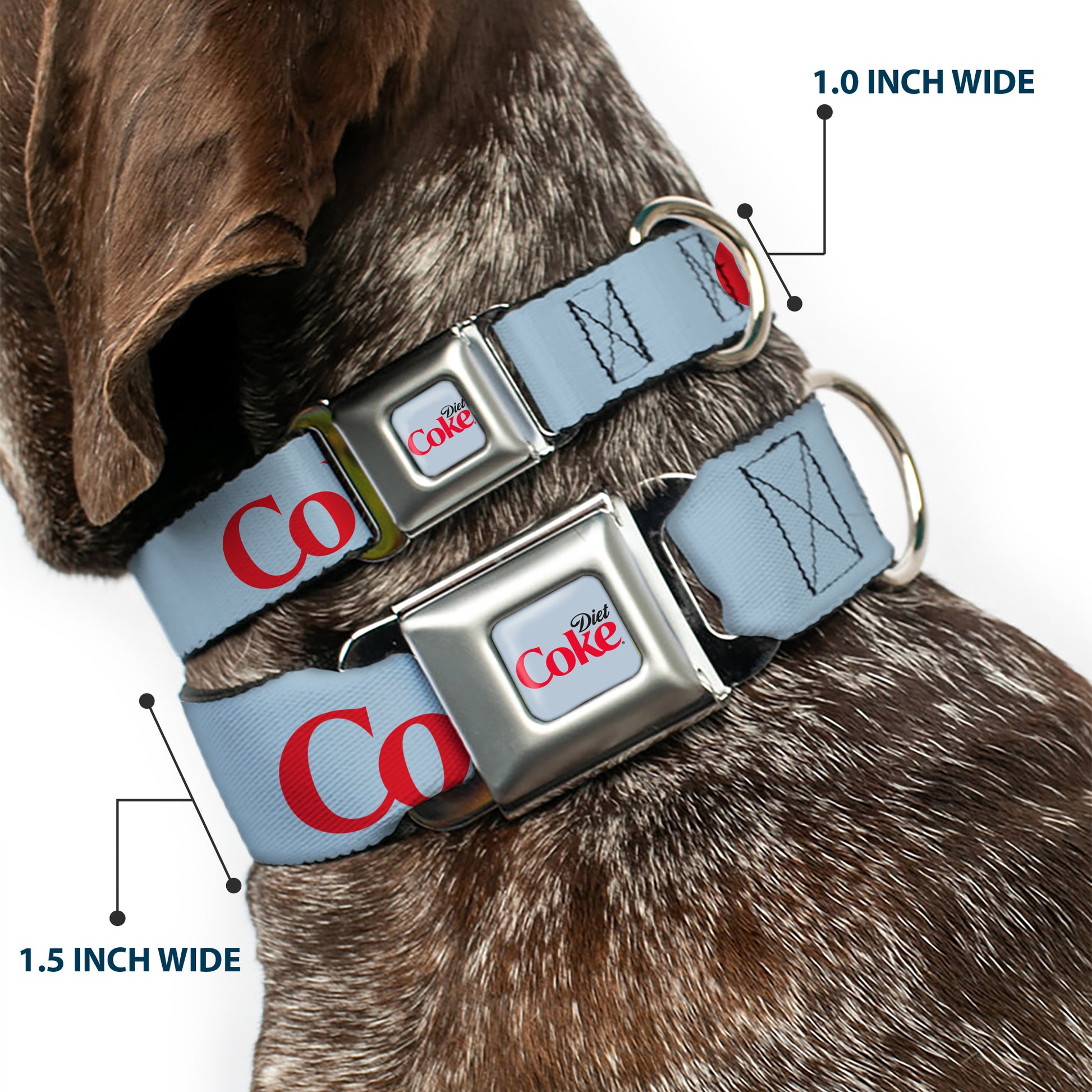 DIET COKE Logo Full Color Light Gray Seatbelt Buckle Collar - DIET COKE Logo Light Gray/Black/Red Seatbelt Buckle Collars Coca-Cola