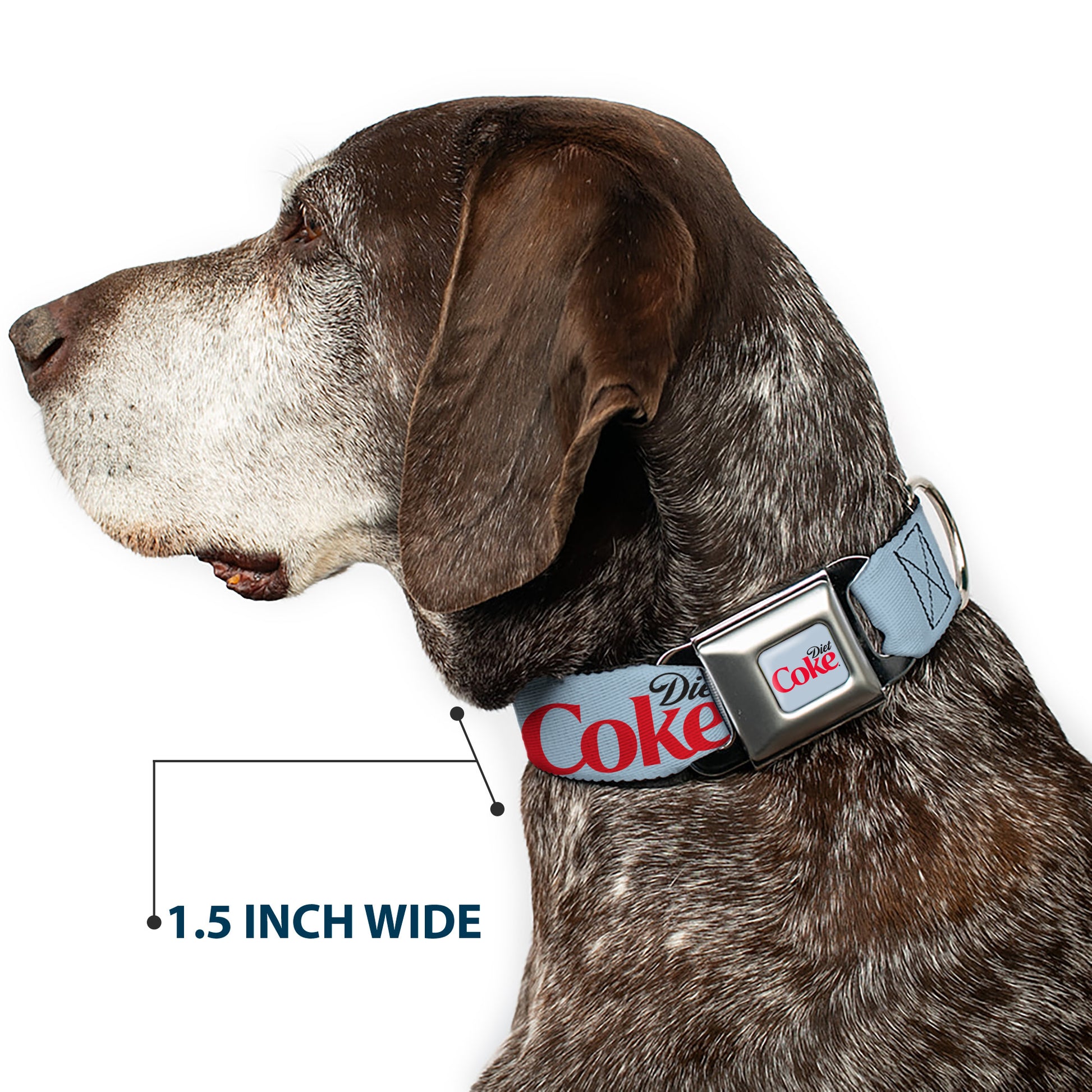 DIET COKE Logo Full Color Light Gray Seatbelt Buckle Collar - DIET COKE Logo Light Gray/Black/Red Seatbelt Buckle Collars Coca-Cola