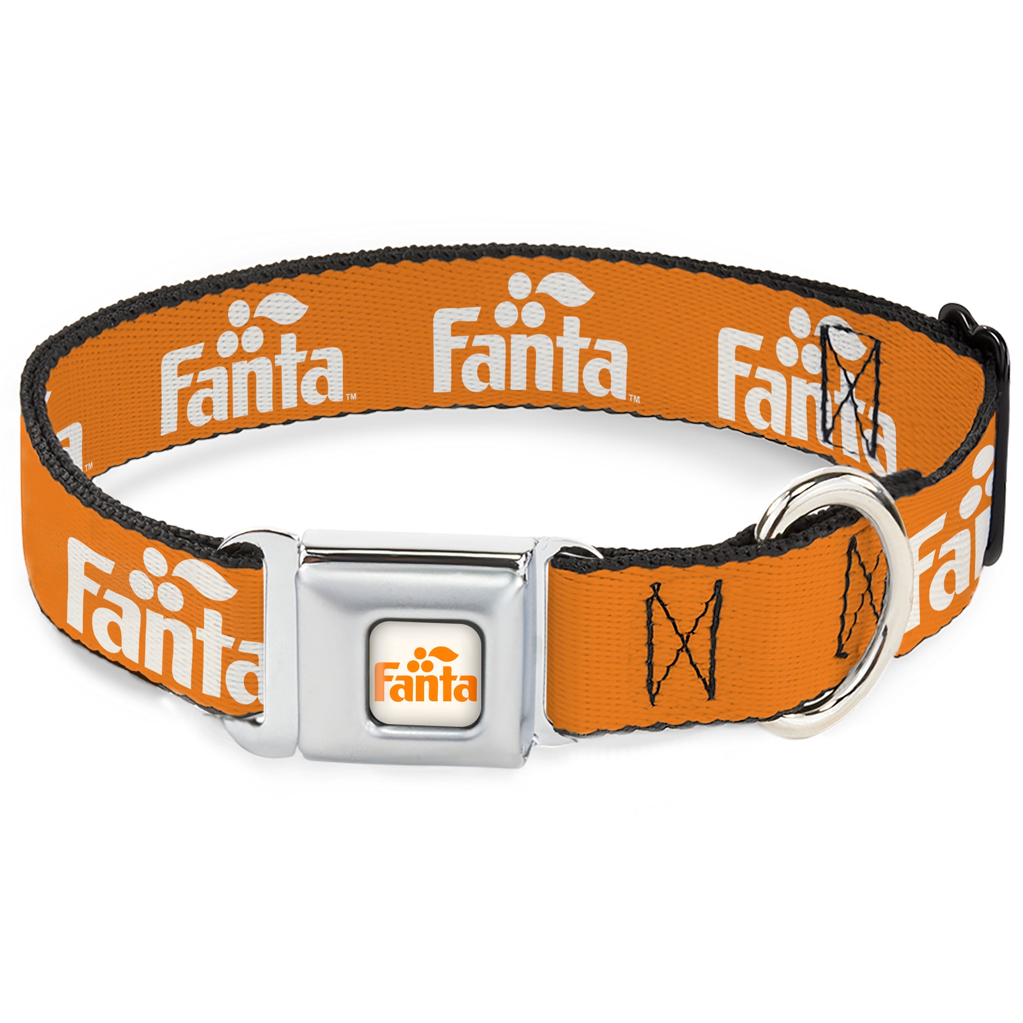 Vintage Orange FANTA Logo Full Color White/Orange Seatbelt Buckle Collar - Vintage Orange FANTA Logo Orange/White Seatbelt Buckle Collars Coca-Cola