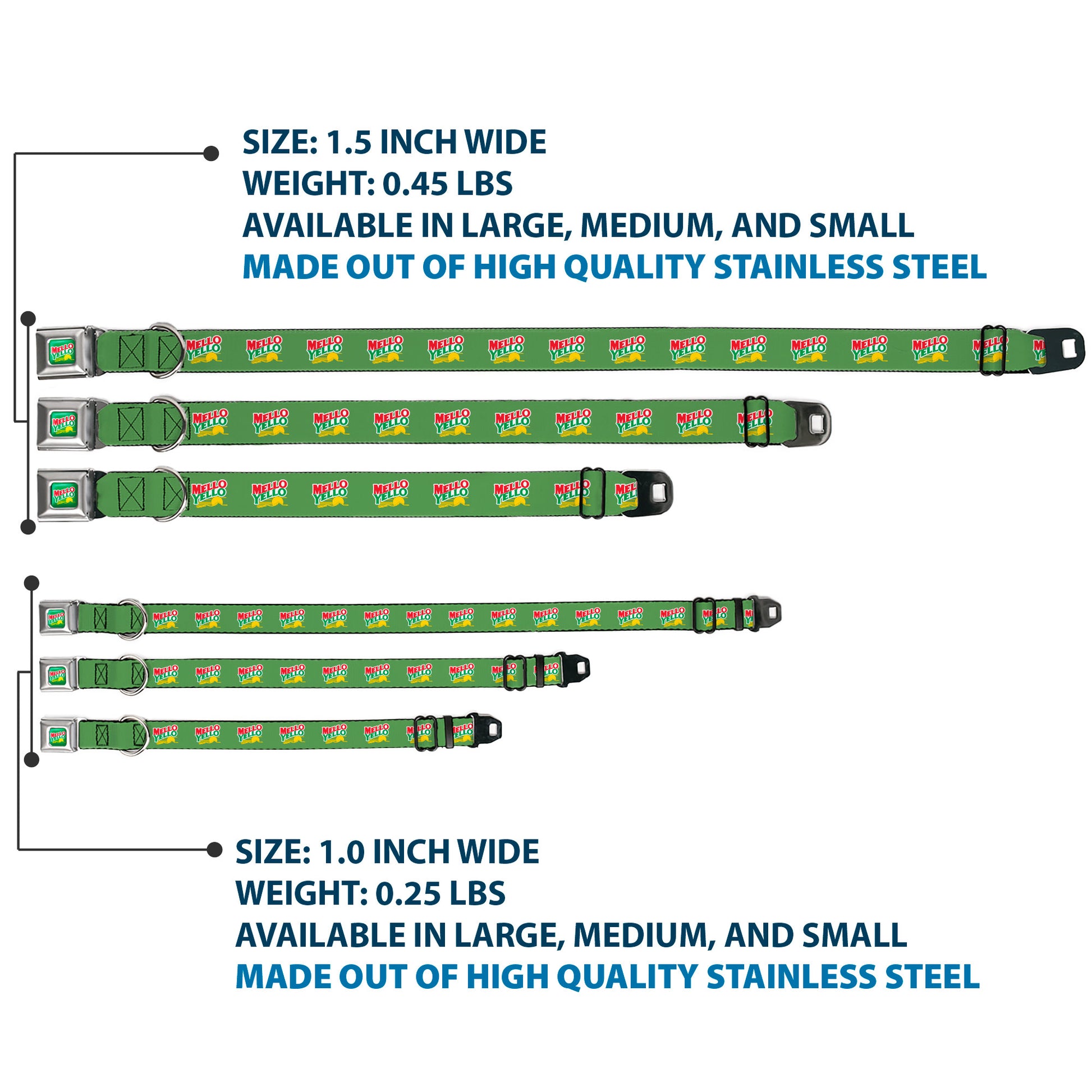 MELLO YELLO Logo Full Color Green/White/Red/Yellow Seatbelt Buckle Collar - MELLO YELLO Logo Green/White/Red/Yellow Seatbelt Buckle Collars Coca-Cola