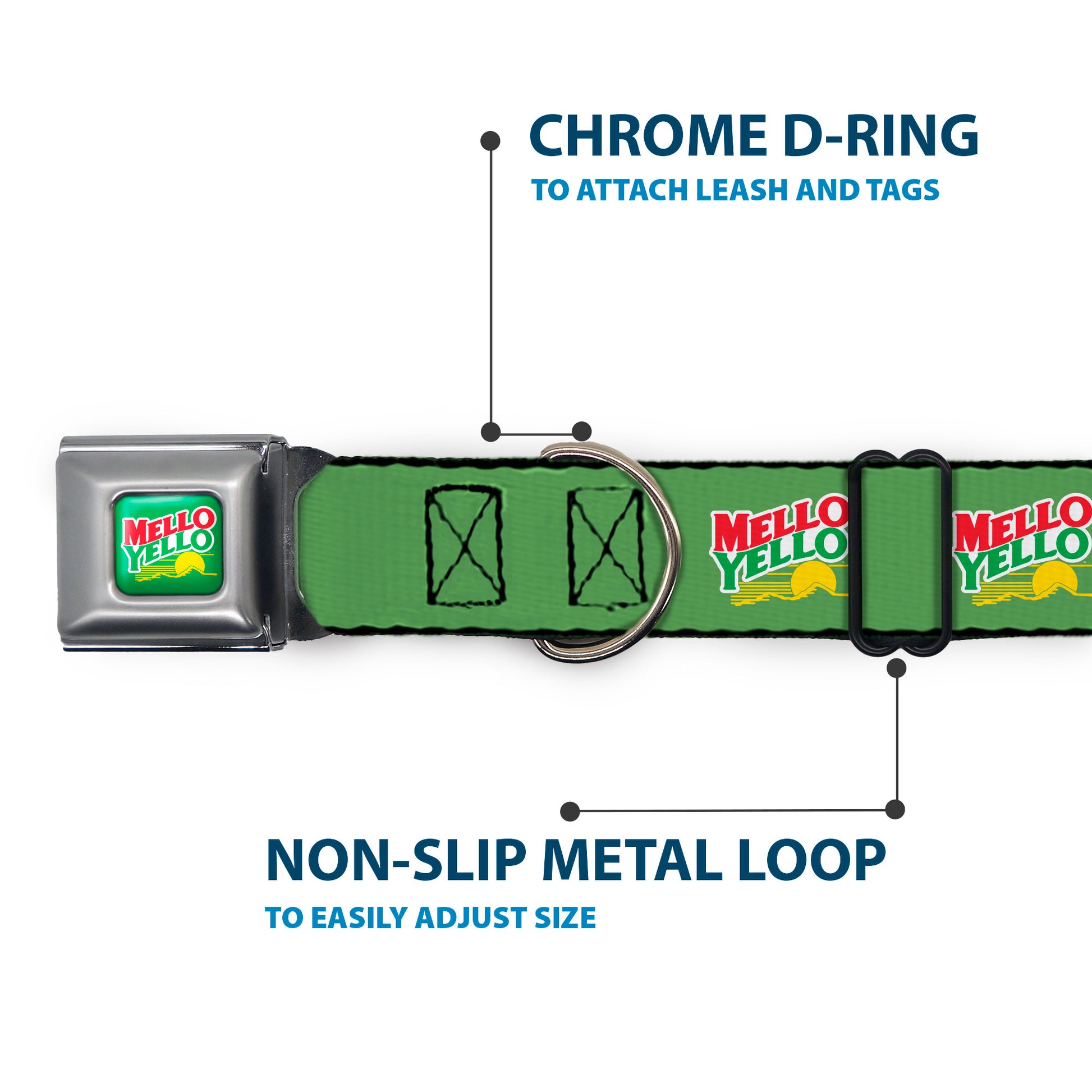 MELLO YELLO Logo Full Color Green/White/Red/Yellow Seatbelt Buckle Collar - MELLO YELLO Logo Green/White/Red/Yellow Seatbelt Buckle Collars Coca-Cola