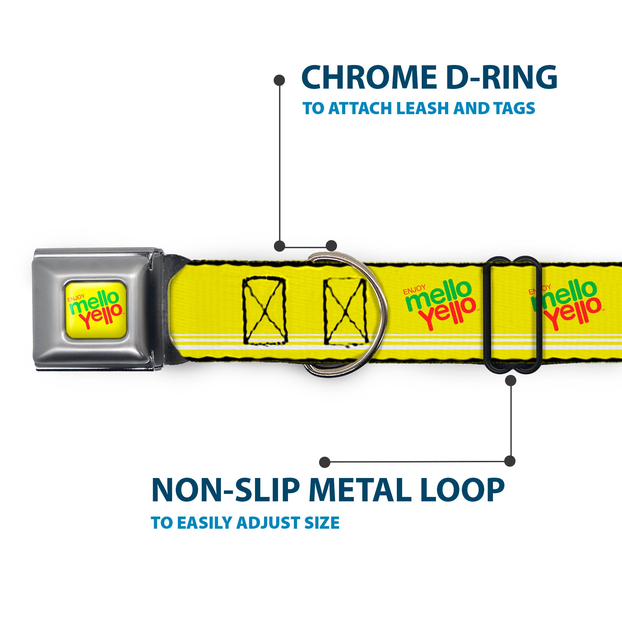 ENJOY MELLO YELLO Logo Full Color Yellow/Red/Green Seatbelt Buckle Collar - ENJOY MELLO YELLO Logo Yellow/Red/Green Seatbelt Buckle Collars Coca-Cola