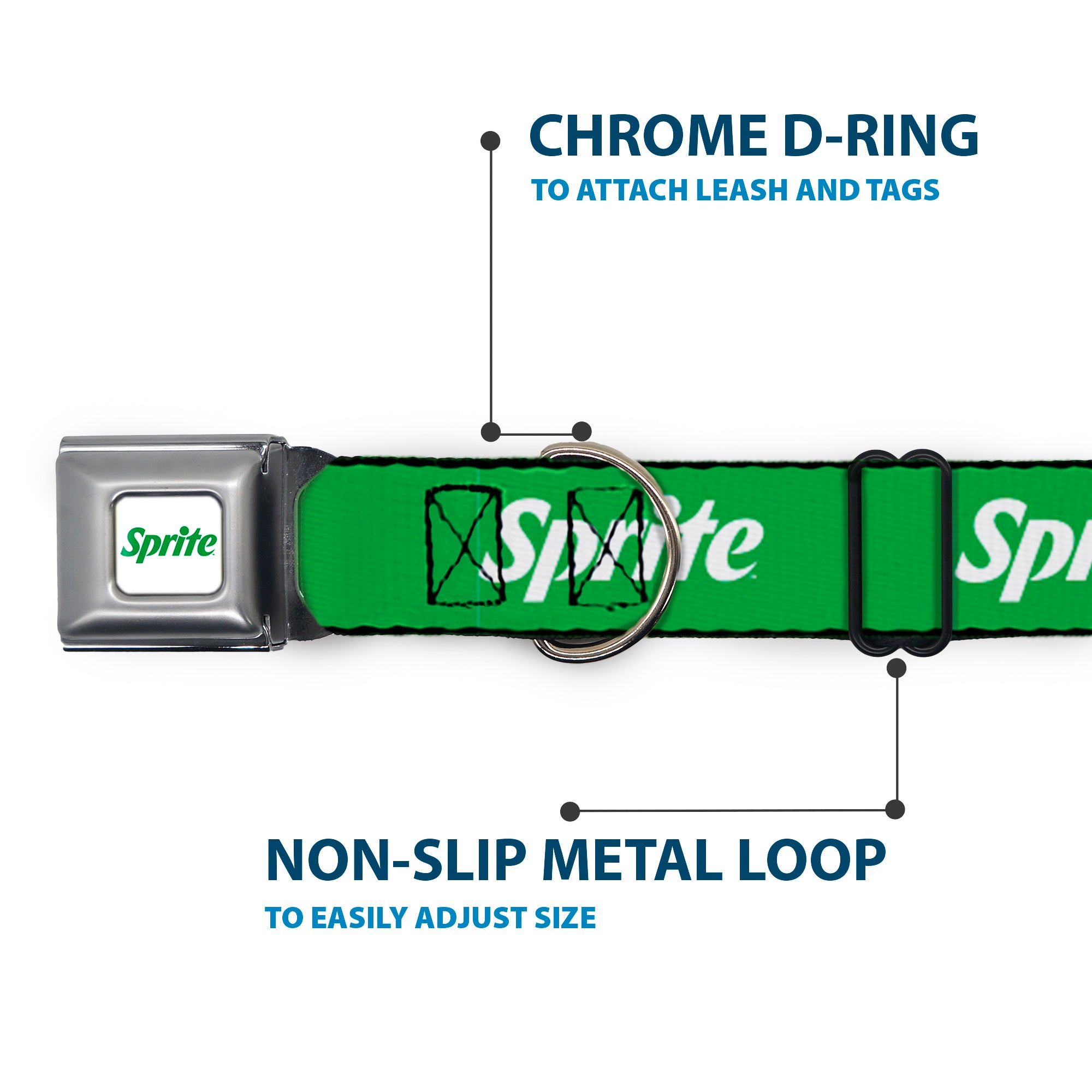 SPRITE Logo Full Color White/Green Seatbelt Buckle Collar - SPRITE Logo Green/White Seatbelt Buckle Collars Coca-Cola