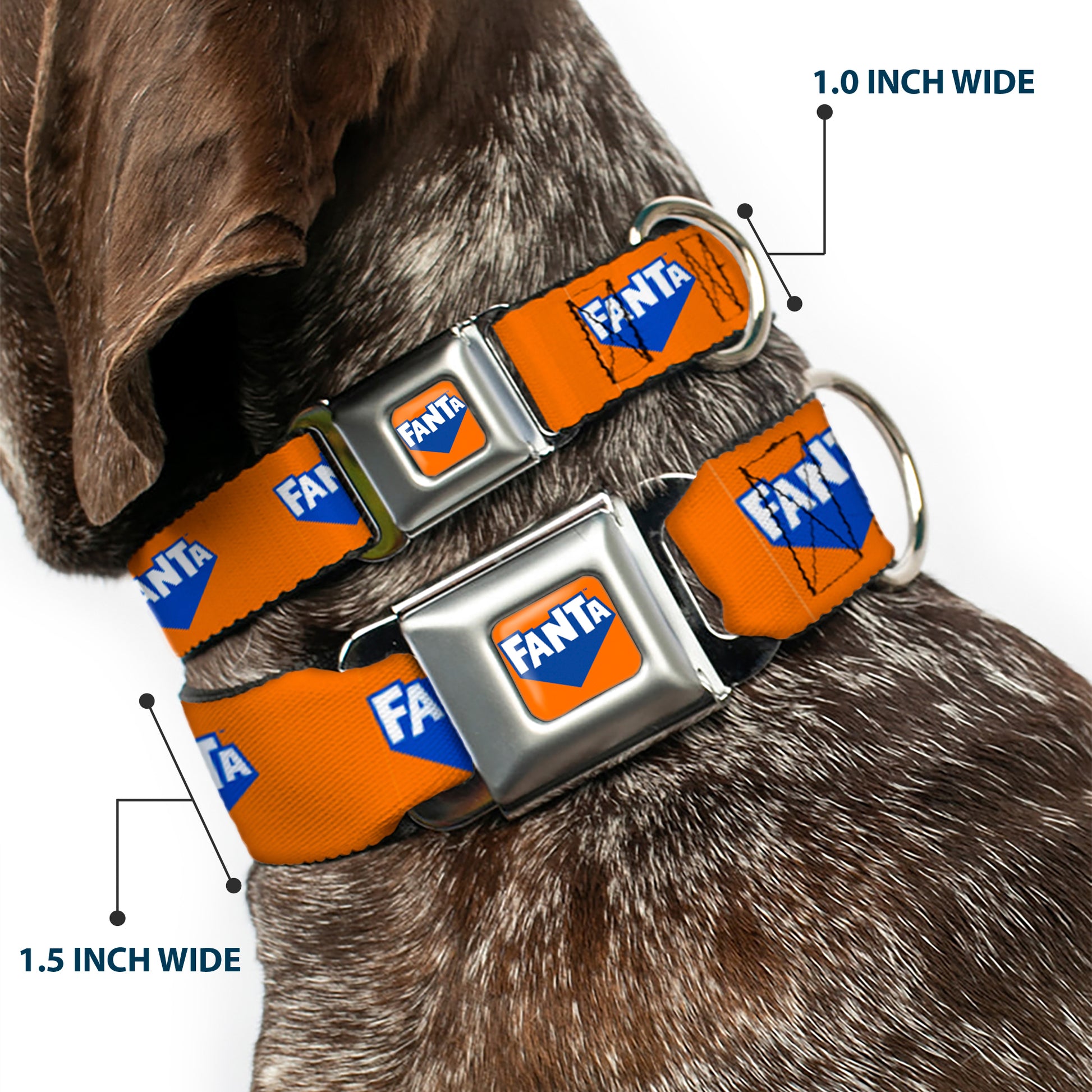 FANTA Logo Full Color Orange/Blue/White Seatbelt Buckle Collar - FANTA Logo Orange/Blue/White Seatbelt Buckle Collars Coca-Cola