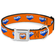 FANTA Logo Full Color Orange/Blue/White Seatbelt Buckle Collar - FANTA Logo Orange/Blue/White Seatbelt Buckle Collars Coca-Cola