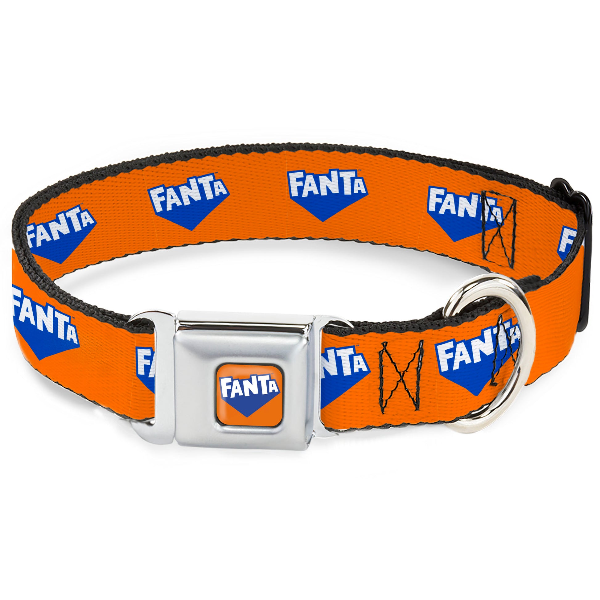 FANTA Logo Full Color Orange/Blue/White Seatbelt Buckle Collar - FANTA Logo Orange/Blue/White Seatbelt Buckle Collars Coca-Cola