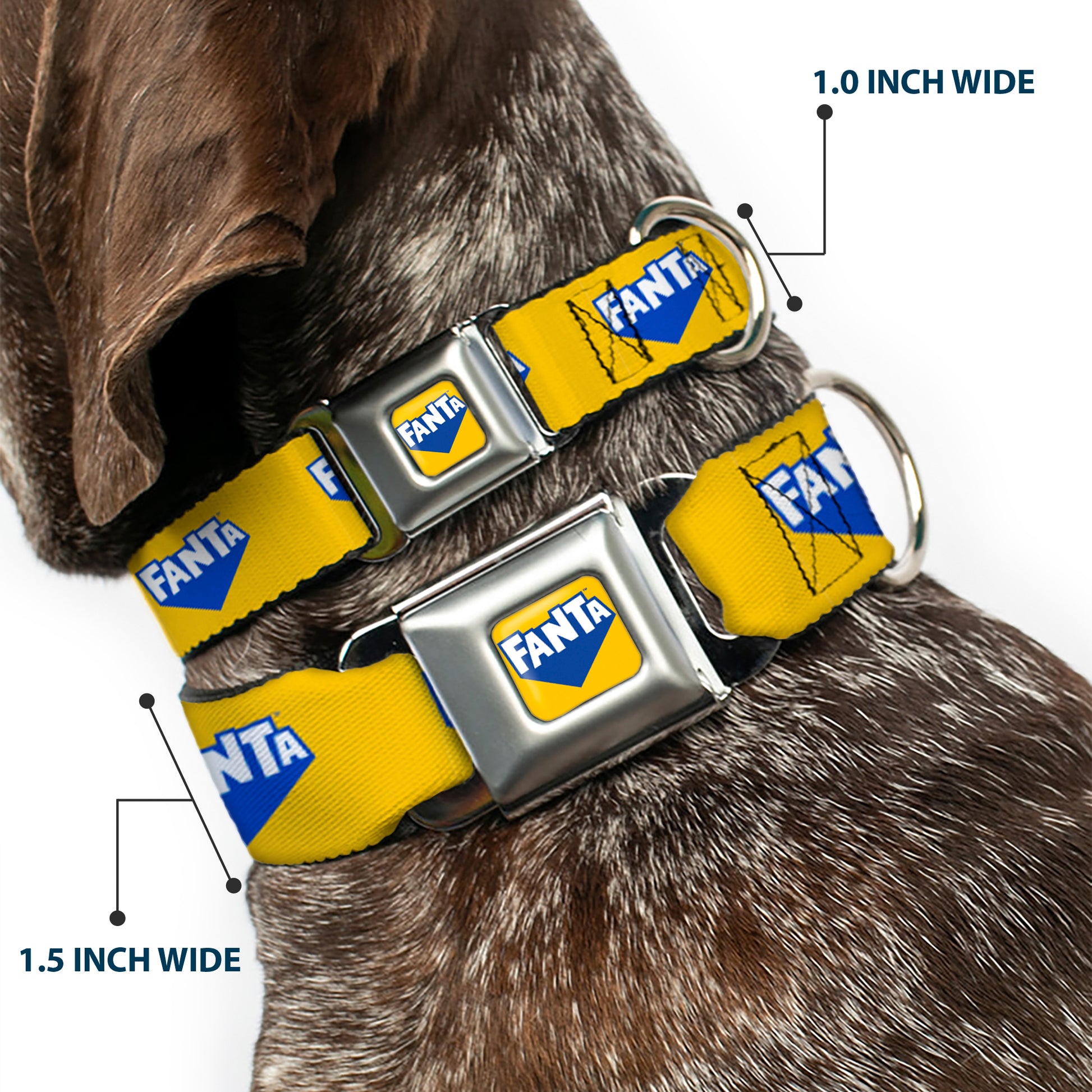 FANTA Logo Full Color Pineapple Yellow/Blue/White Seatbelt Buckle Collar - FANTA Logo Pineapple Yellow/Blue/White Seatbelt Buckle Collars Coca-Cola