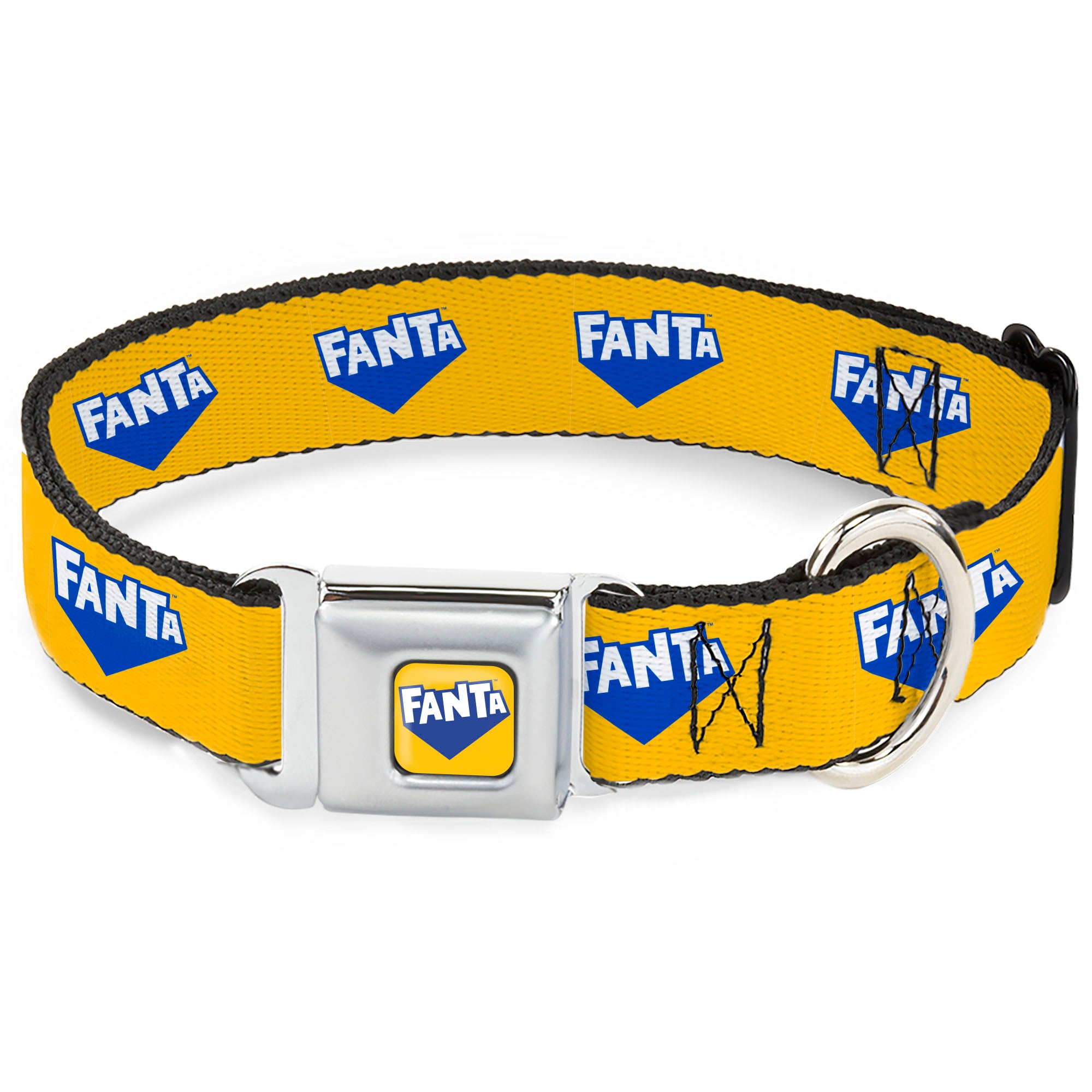 FANTA Logo Full Color Pineapple Yellow/Blue/White Seatbelt Buckle Collar - FANTA Logo Pineapple Yellow/Blue/White Seatbelt Buckle Collars Coca-Cola