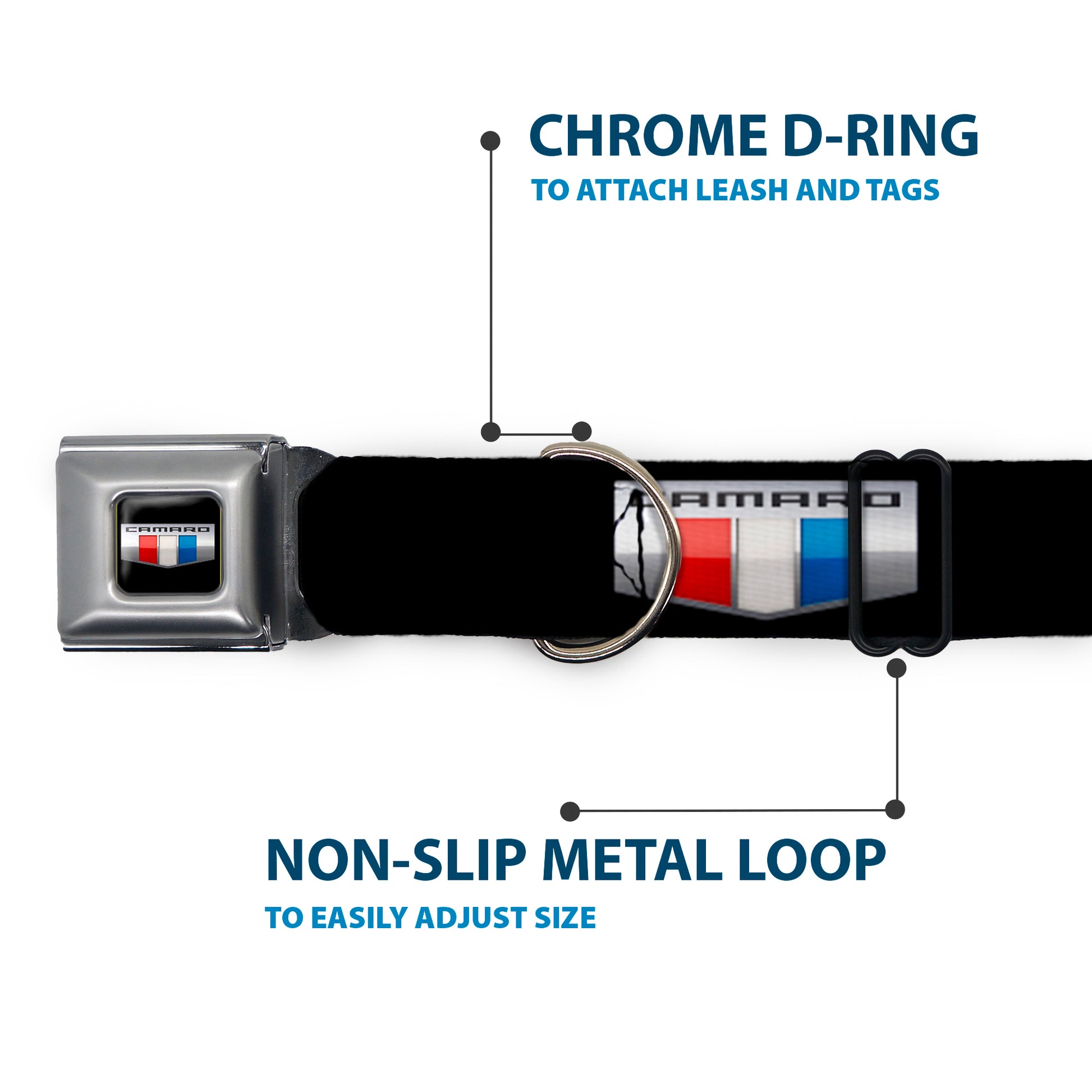 CAMARO Six Badge Full Color Black Silver Red White Blue Seatbelt Buckle Collar - CAMARO Six Badge Black/Silver/Red/White/Blue Seatbelt Buckle Collars GM General Motors
