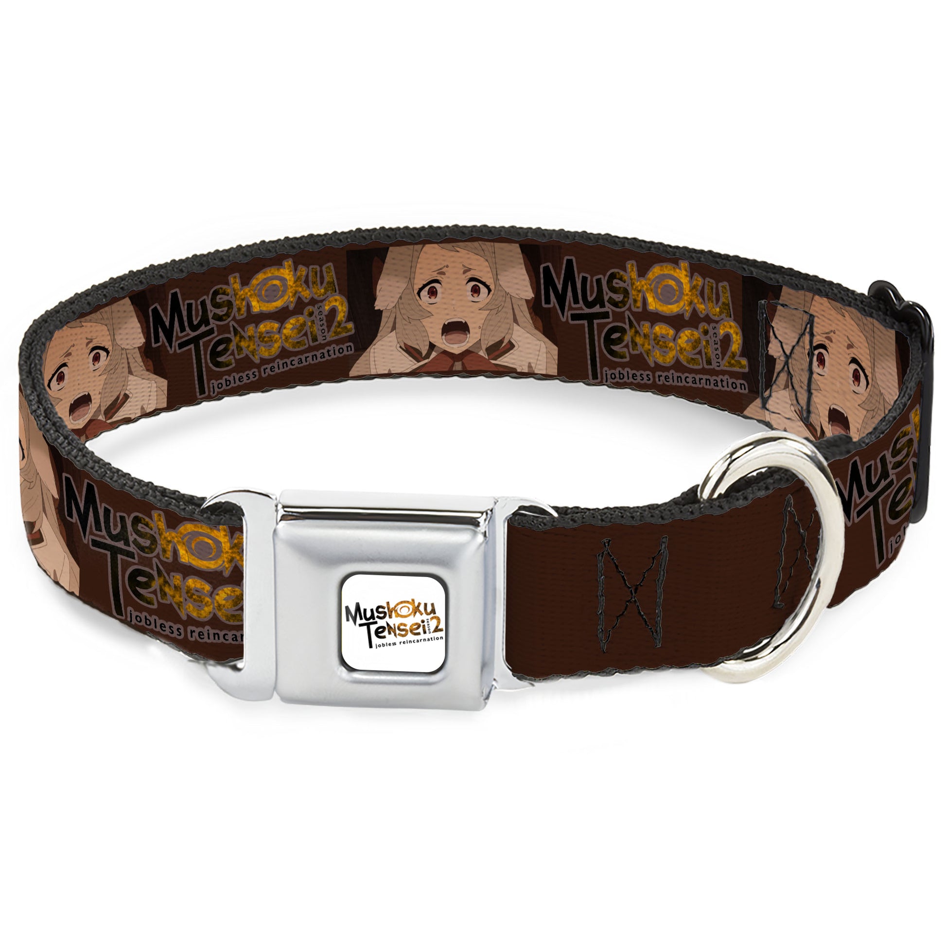 MUSHOKU TENSEI SEASON 2 JOBLESS REINACARNATION Title Logo Full Color White Seatbelt Buckle Collar - MUSHOKU TENSEI Pursena Adoldia Pose and Title Logo Browns Seatbelt Buckle Collars Mushoku Tensei Jobless Reincarnation