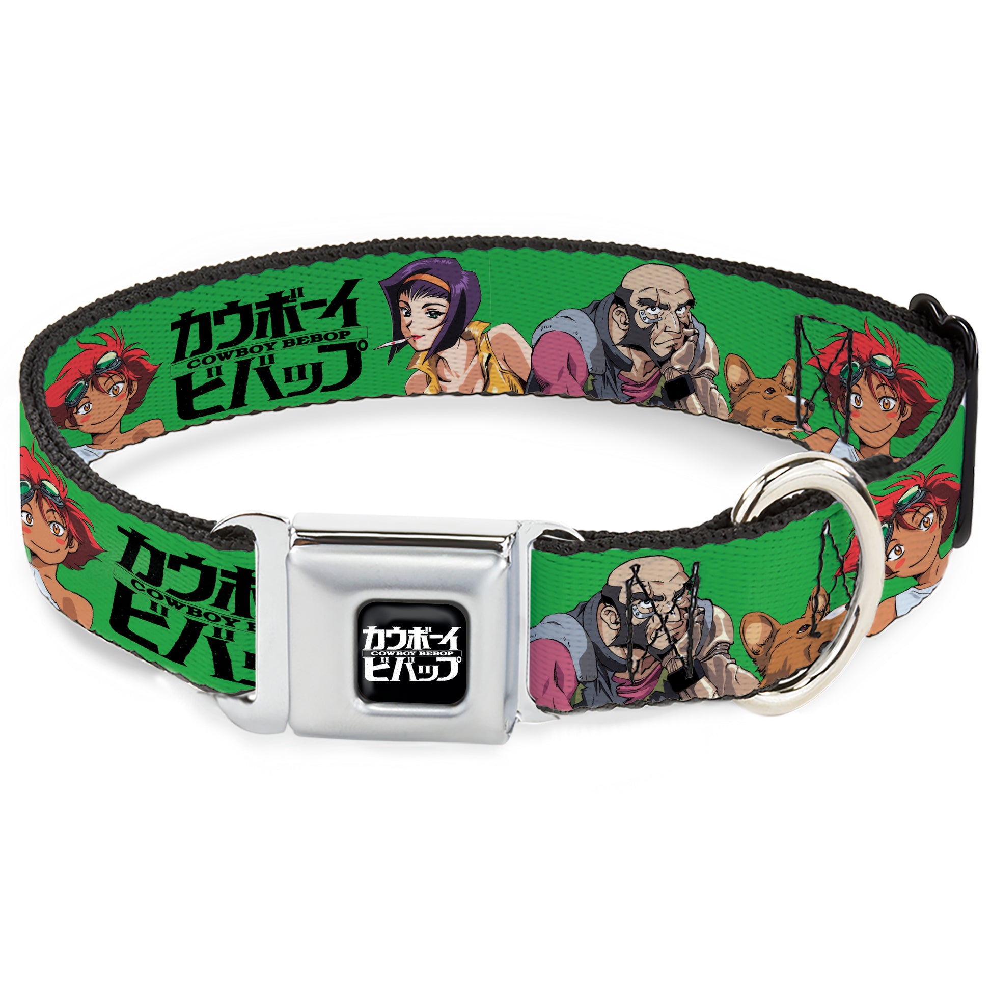 COWBOY BEBOP Title Logo Full Color Black/White Seatbelt Buckle Collar - COWBOY BEBOP Crew Group Pose and Title Logo Green/Black Seatbelt Buckle Collars Cowboy Bebop