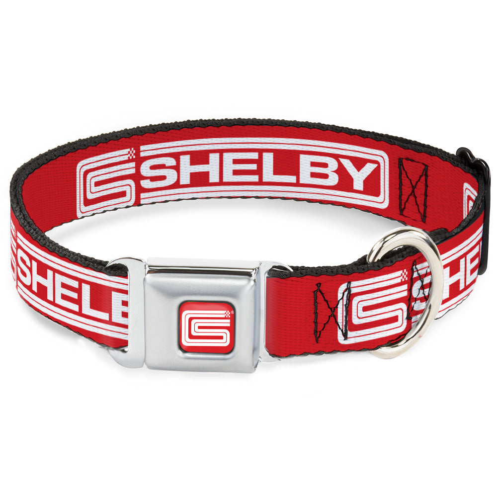 Carroll Shelby CS Racing Logo Full Color Red/White Seatbelt Buckle Collar - Carroll Shelby CS SHELBY Racing Logo Block Red/White Seatbelt Buckle Collars Shelby