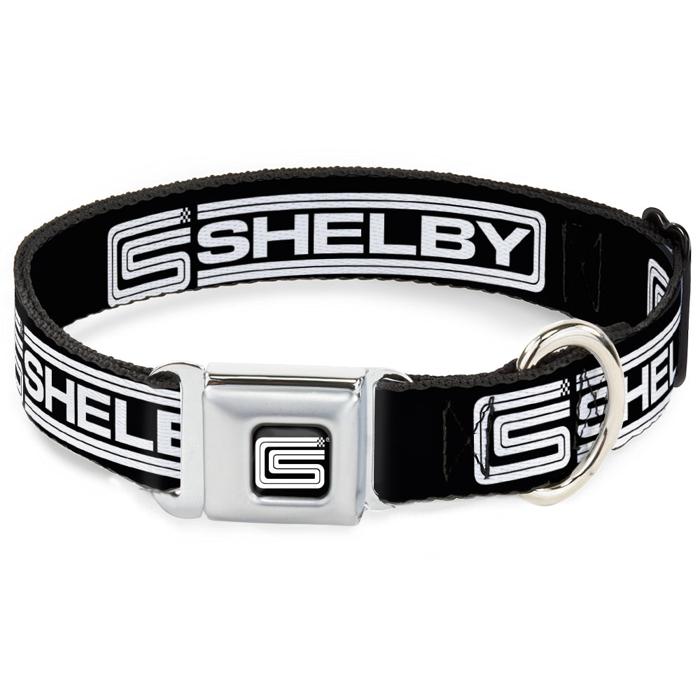 Carroll Shelby CS Racing Logo Full Color Black/White Seatbelt Buckle Collar - Carroll Shelby CS SHELBY Racing Logo Block Black/White Seatbelt Buckle Collars Shelby