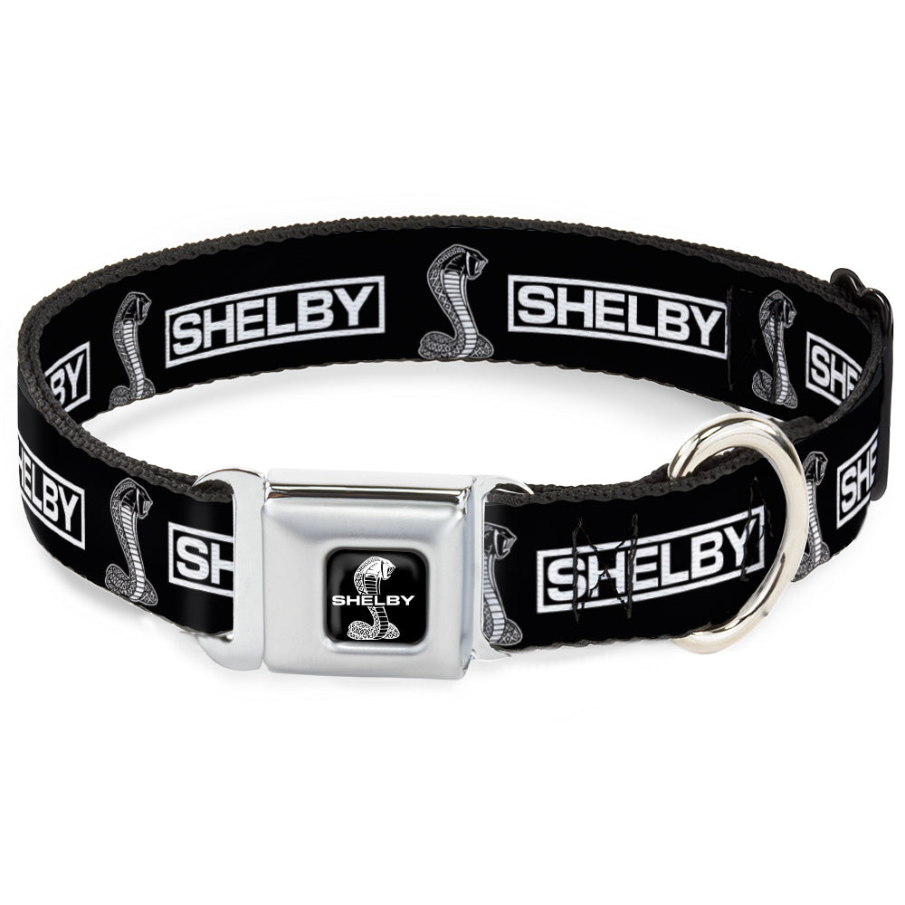 SHELBY Super Snake Cobra Split Full Color Black/White Seatbelt Buckle Collar - SHELBY Box Logo and Super Snake Cobra Black/White Seatbelt Buckle Collars Shelby