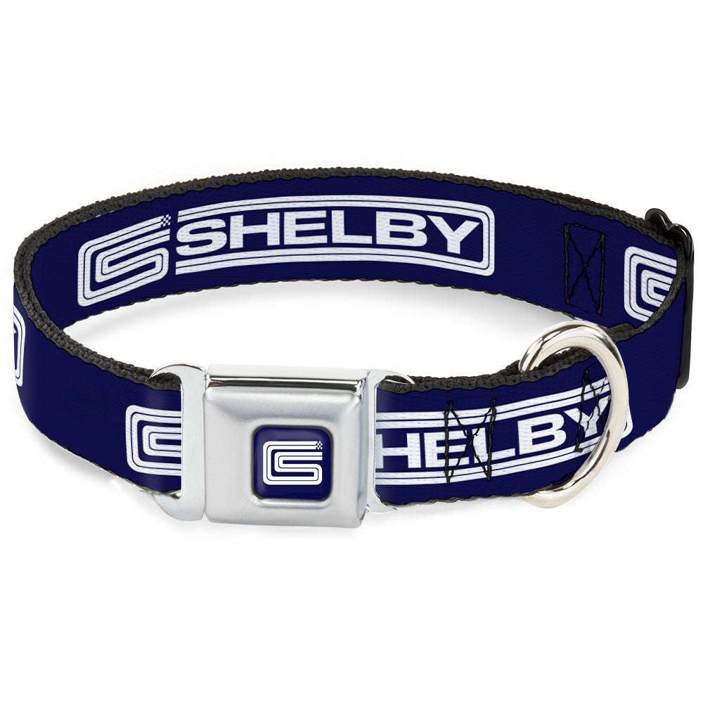 Carroll Shelby CS Racing Logo Full Color Navy/White Seatbelt Buckle Collar - Carroll Shelby CS SHELBY Racing Logo Block Navy/White Seatbelt Buckle Collars Shelby