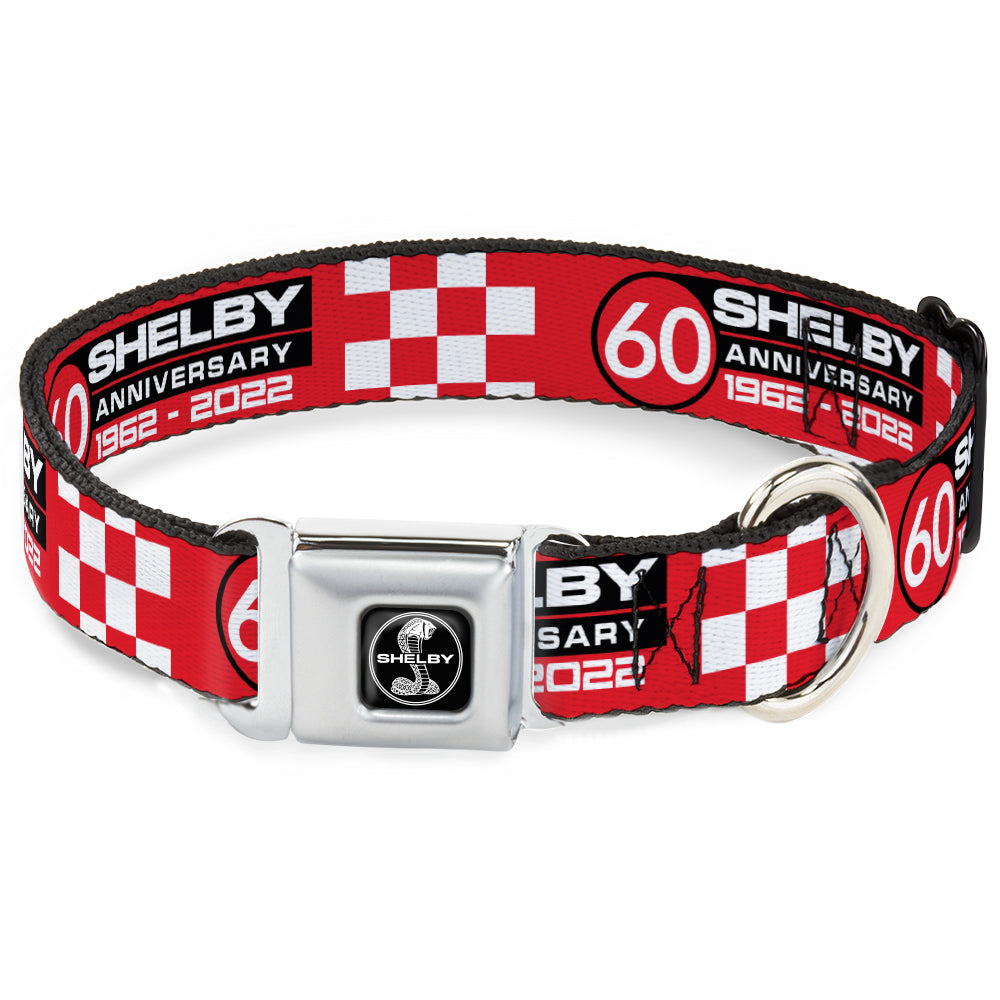 SHELBY Tiffany Split Full Color Black/White Seatbelt Buckle Collar - SHELBY 60th ANNIVERSARY Checker Red/Black/White Seatbelt Buckle Collars Shelby