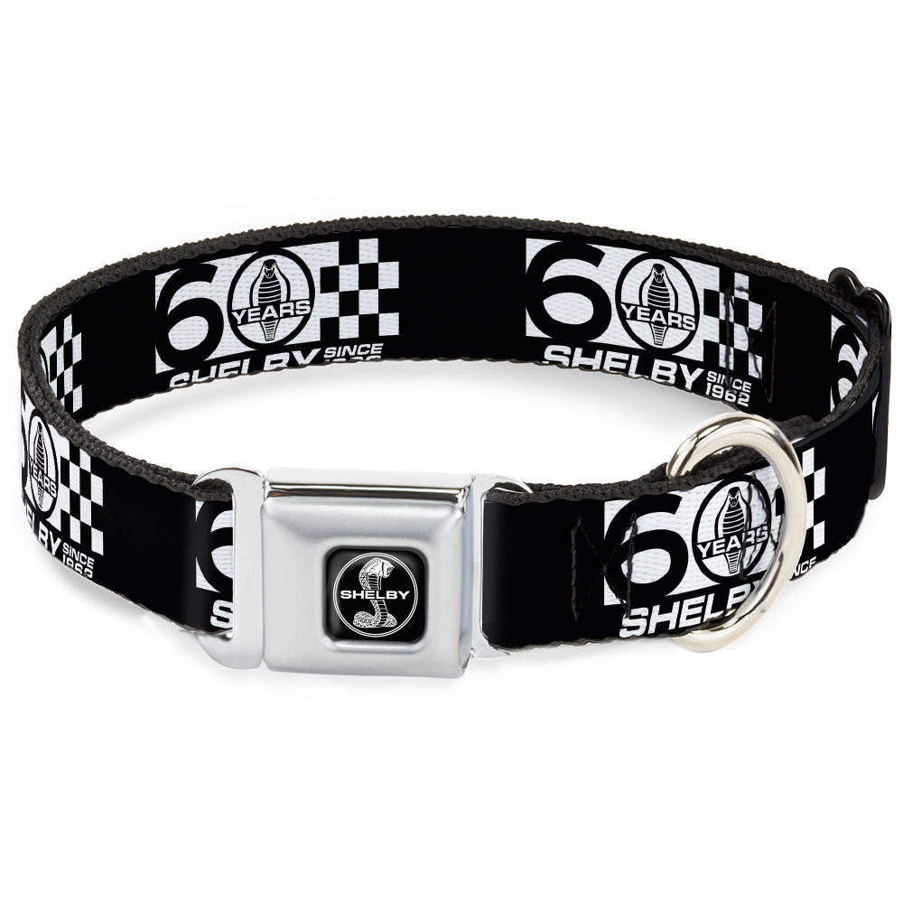SHELBY Tiffany Split Full Color Black/White Seatbelt Buckle Collar - SHELBY 60 YEARS SINCE 1962 Checker Black/White Seatbelt Buckle Collars Shelby