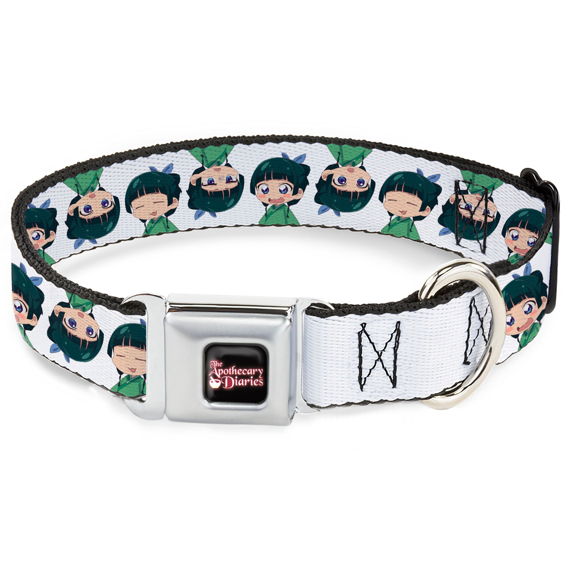 THE APOTHECARY DIARIES Title Logo Full Color Black/Red/White Seatbelt Buckle Collar - The Apothecary Diaries Chibi Maomao Expressions Flip White Seatbelt Buckle Collars The Apothecary Diaries
