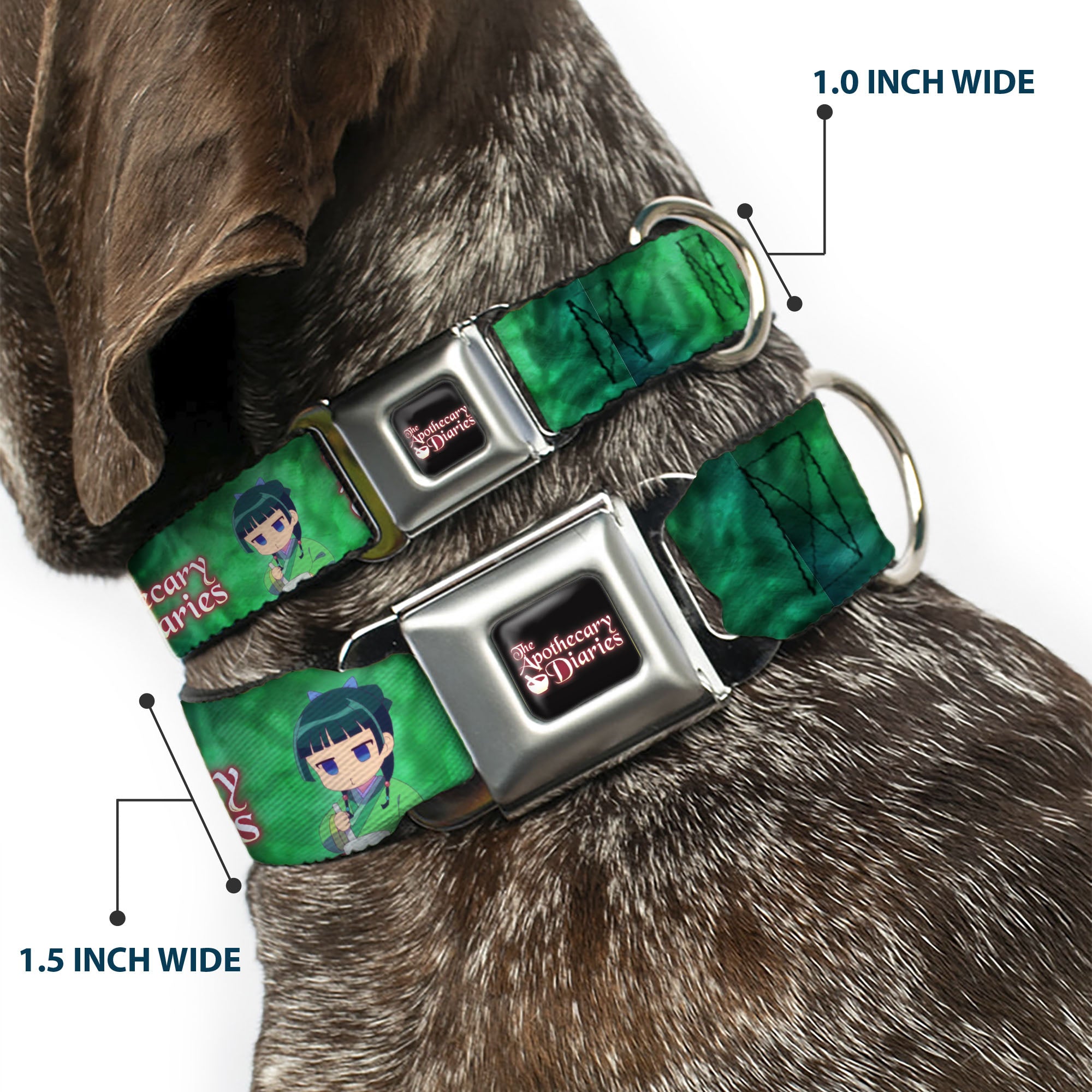 THE APOTHECARY DIARIES Title Logo Full Color Black/Red/White Seatbelt Buckle Collar - THE APOTHECARY DIARIES Maomao Grinding Pose and Title Logo Greens Seatbelt Buckle Collars The Apothecary Diaries