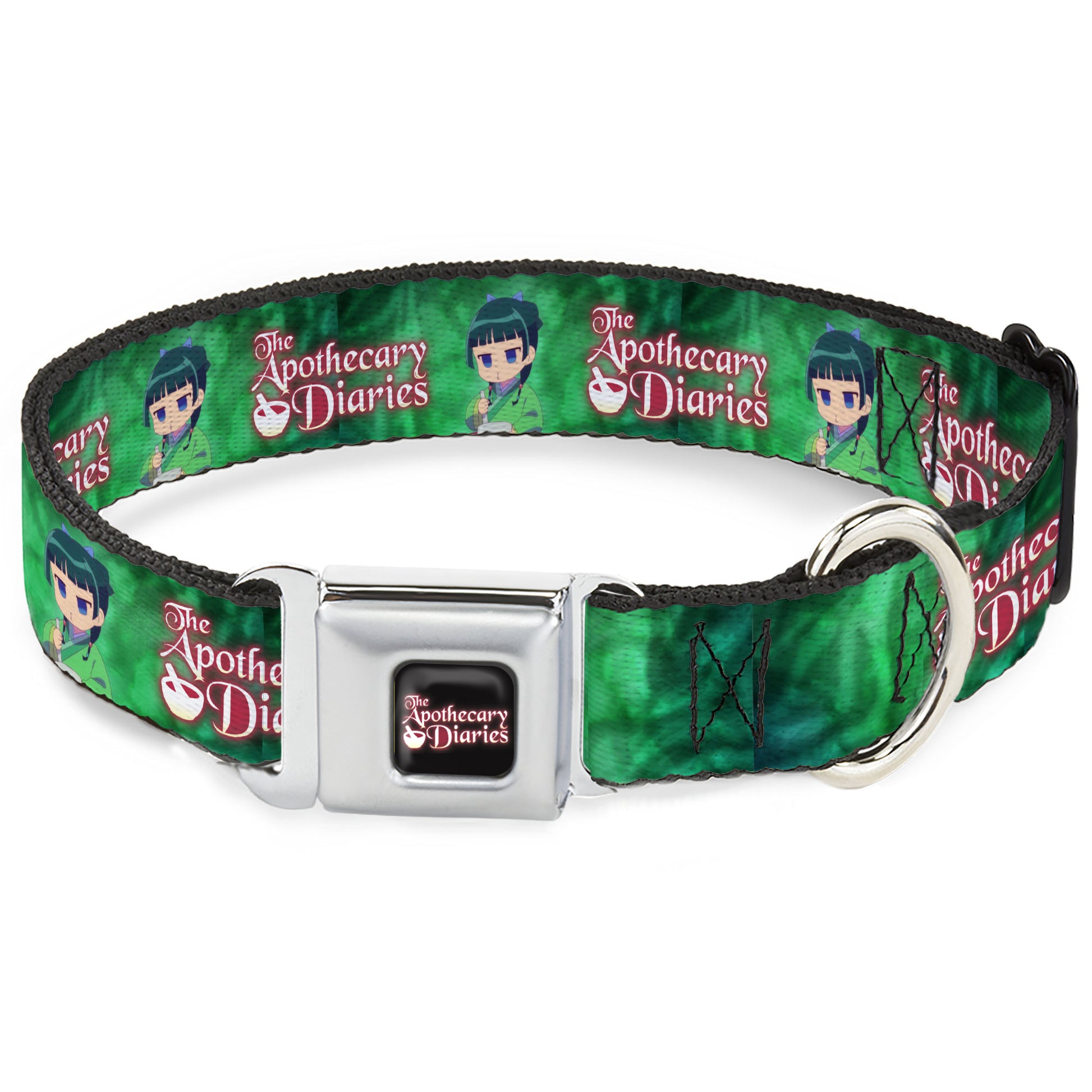 THE APOTHECARY DIARIES Title Logo Full Color Black/Red/White Seatbelt Buckle Collar - THE APOTHECARY DIARIES Maomao Grinding Pose and Title Logo Greens Seatbelt Buckle Collars The Apothecary Diaries