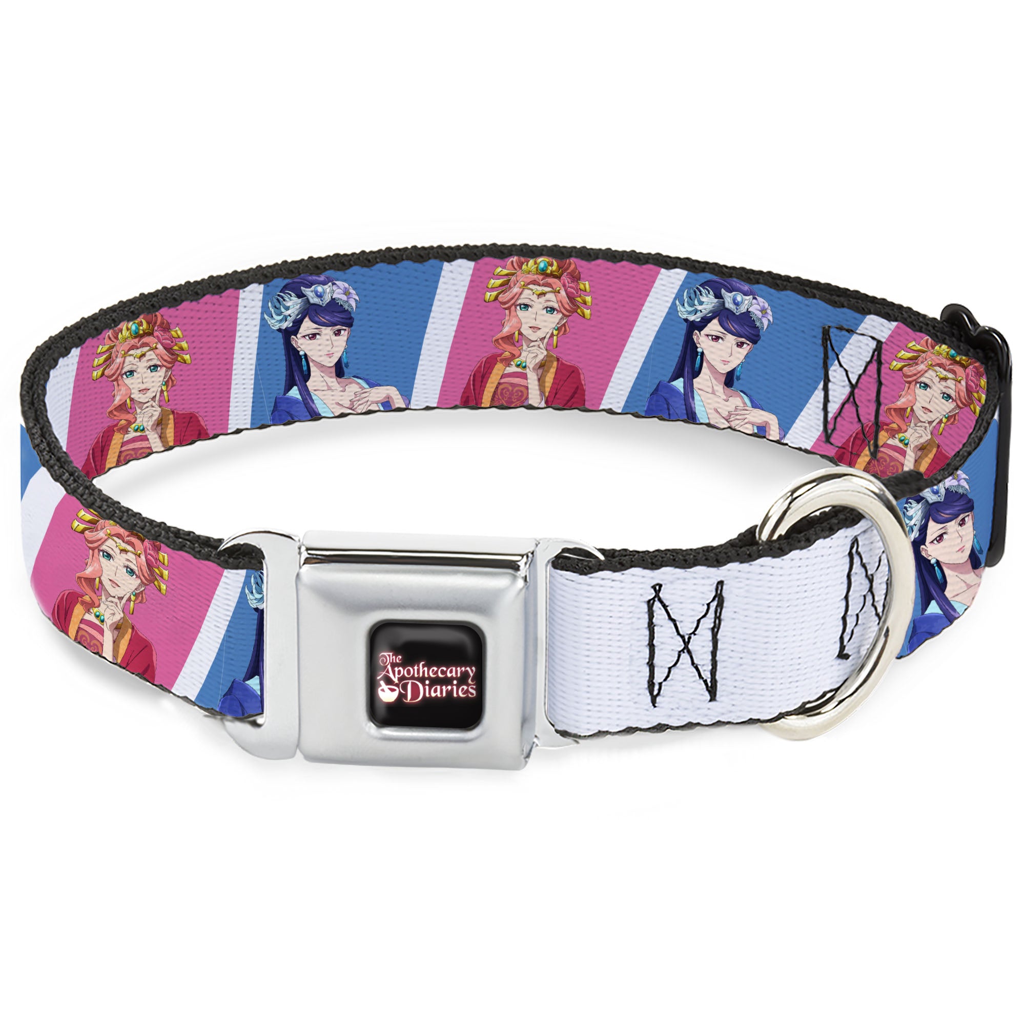 THE APOTHECARY DIARIES Title Logo Full Color Black/Red/White Seatbelt Buckle Collar - The Apothecary Diaries Gyokuyo and Lihua Pose Blocks White/Pink/Blue Seatbelt Buckle Collars The Apothecary Diaries