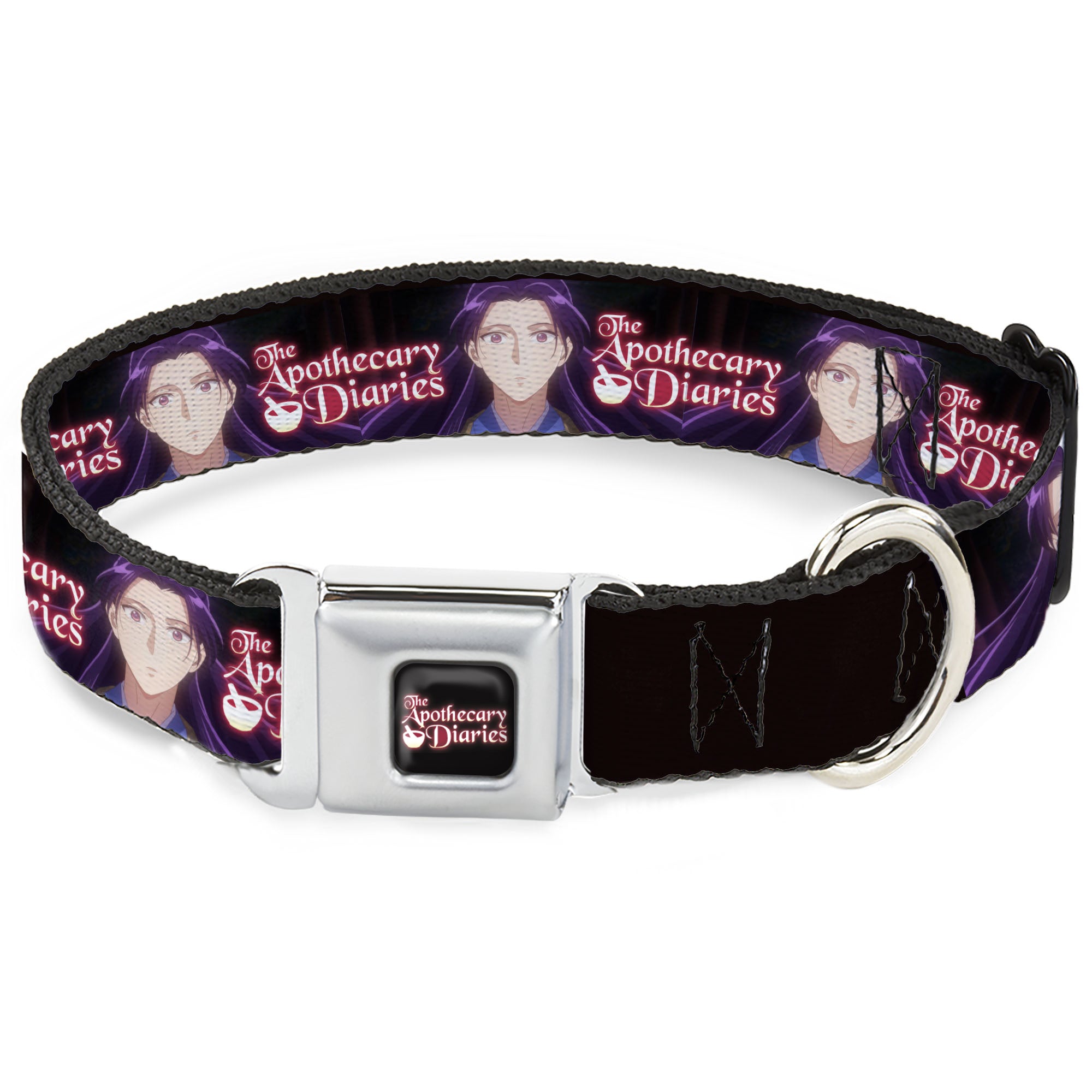 THE APOTHECARY DIARIES Title Logo Full Color Black/Red/White Seatbelt Buckle Collar - THE APOTHECARY DIARIES Jinshi Pose and Title Logo Black Seatbelt Buckle Collars The Apothecary Diaries
