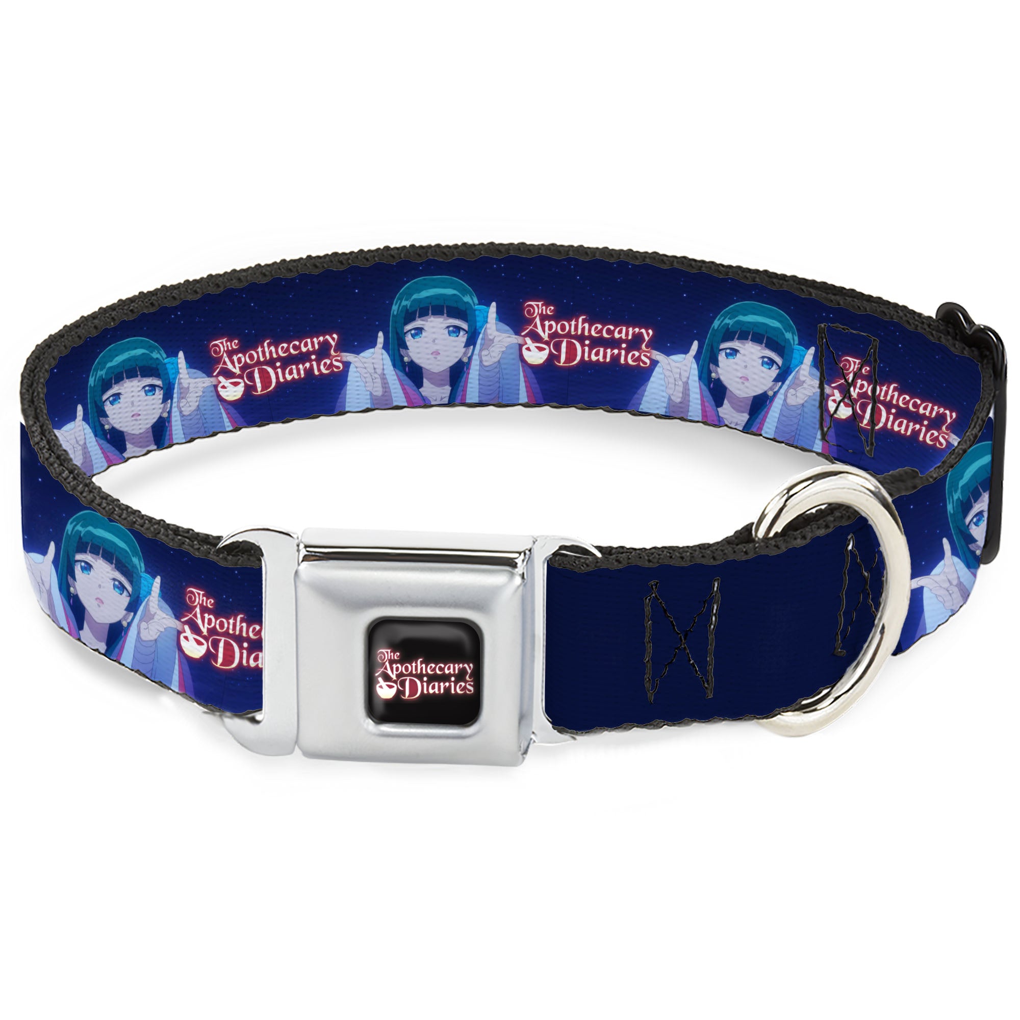 THE APOTHECARY DIARIES Title Logo Full Color Black/Red/White Seatbelt Buckle Collar - THE APOTHECARY DIARIES Maomao Hands Out Pose and Title Logo Purples Seatbelt Buckle Collars The Apothecary Diaries
