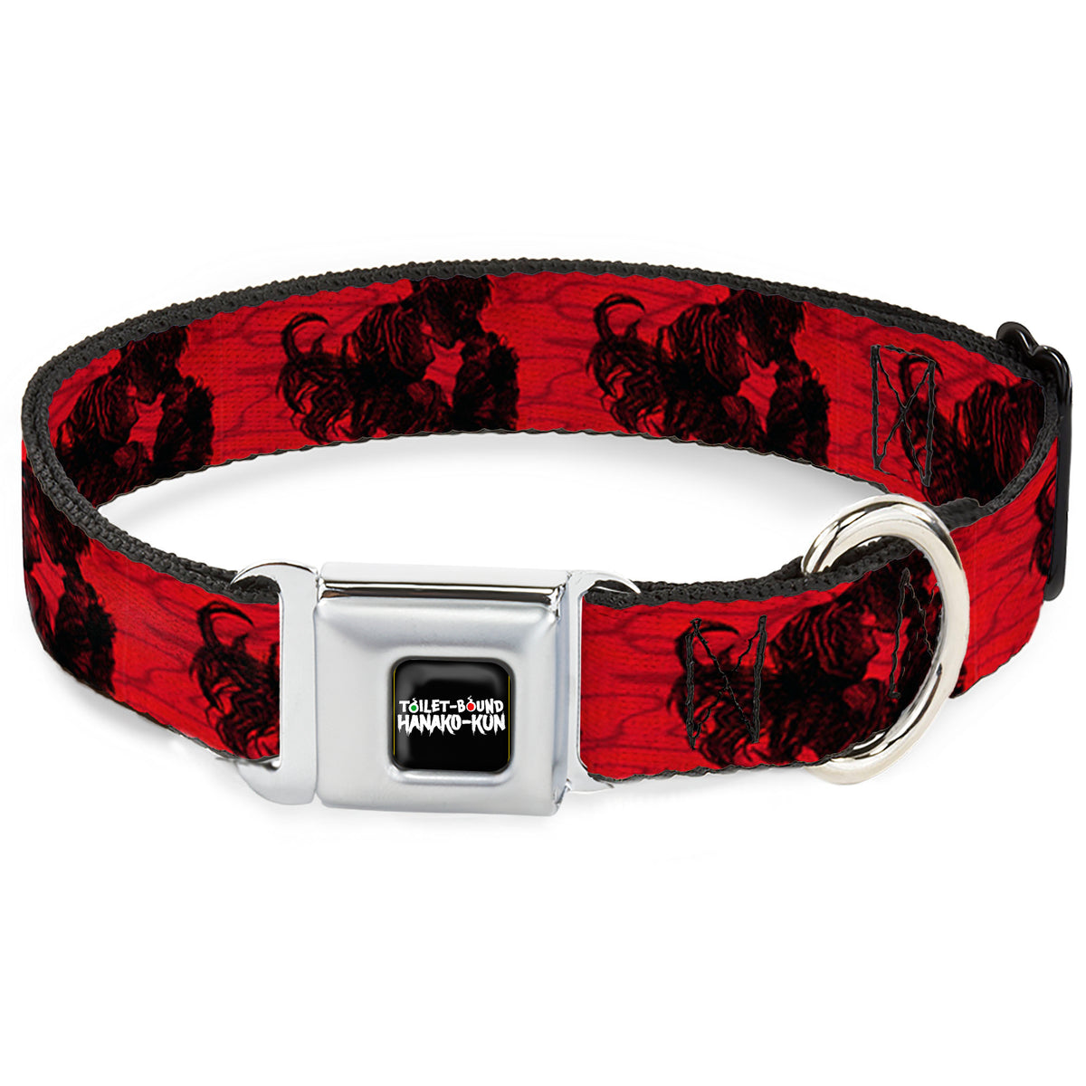 TOILET-BOUND HANAKO-KUN Title Logo Full Color Black Seatbelt Buckle Collar - Toilet-Bound Hanako-Kun Hanako and Nene Kiss Pose Red/Black Dog Collars Seatbelt Buckle Toilet-Bound Hanako-Kun