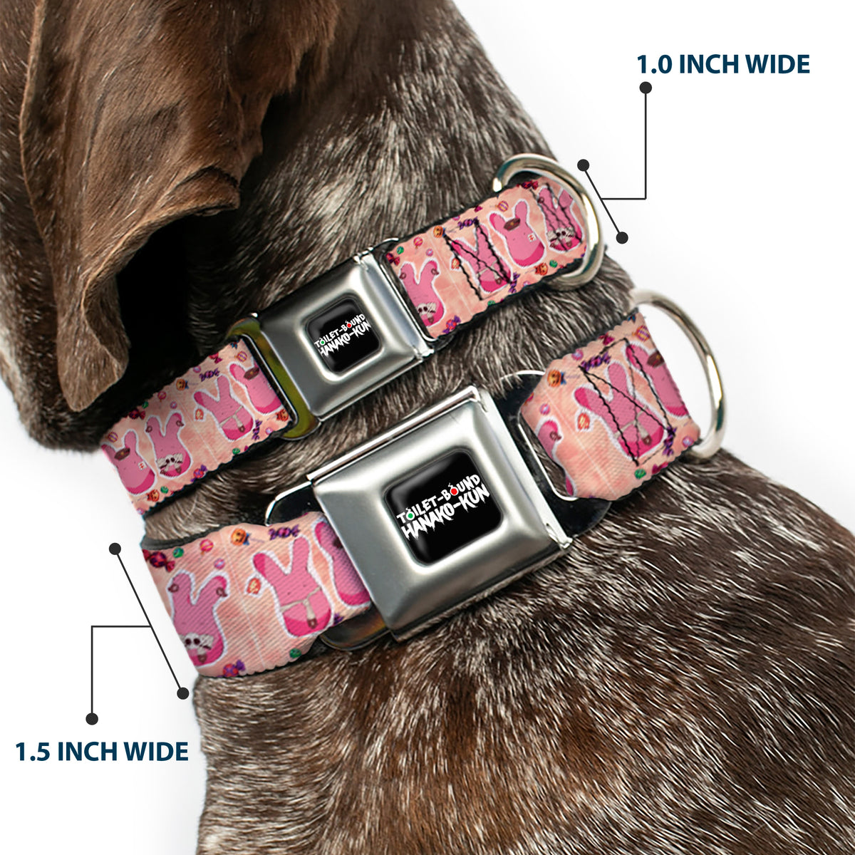 TOILET-BOUND HANAKO-KUN Title Logo Full Color Black Seatbelt Buckle Collar - Toilet-Bound Hanako-Kun Mokke Cosplay Poses Pinks Dog Collars Seatbelt Buckle Toilet-Bound Hanako-Kun