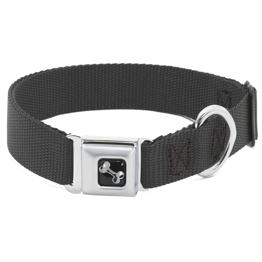 Dog Collar Bone - Black NYLON Seatbelt Buckle Collars Buckle-Down